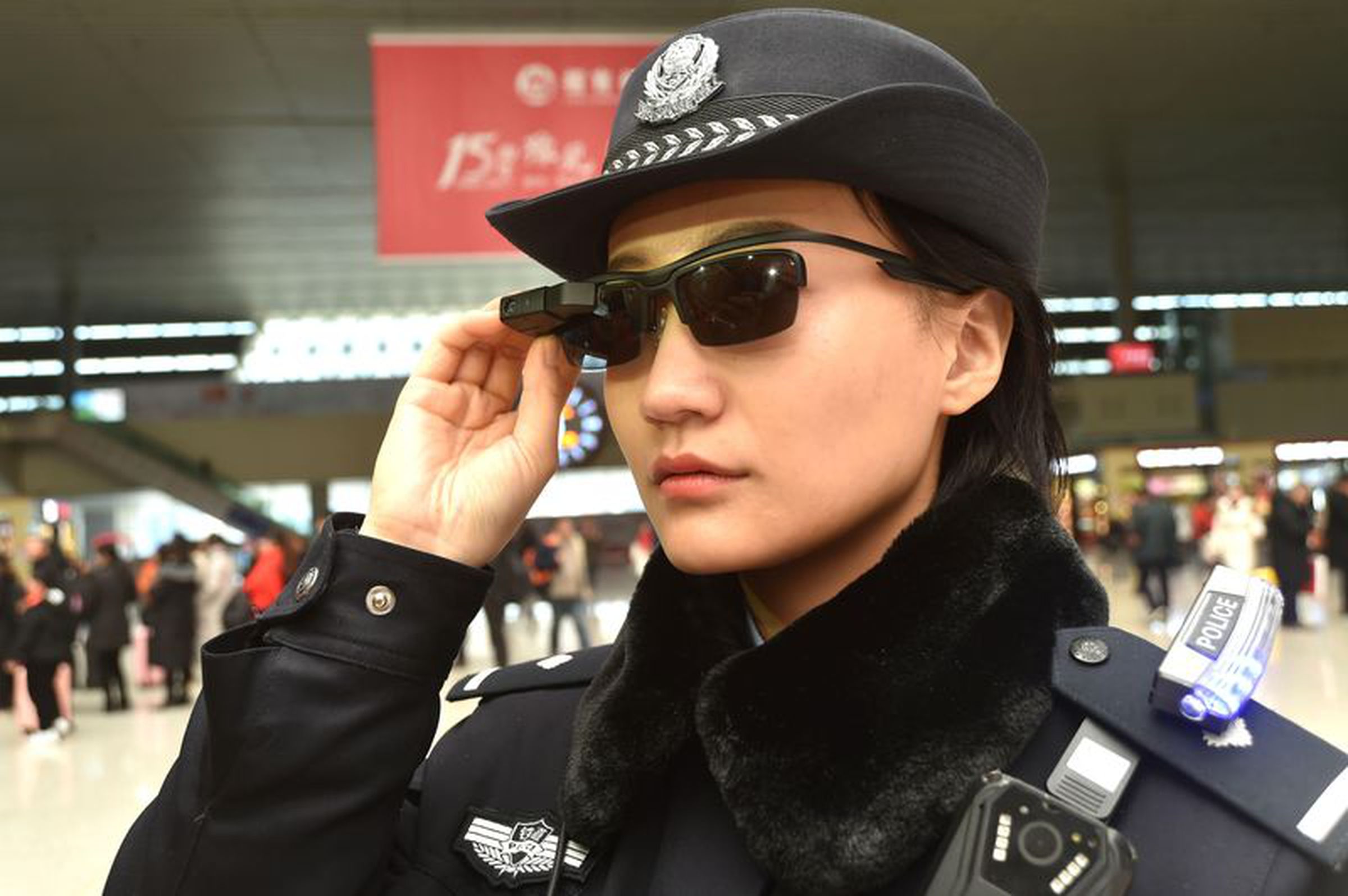 In China, police officers wear sunglasses with built-in facial recognition to spot criminals in public places. 