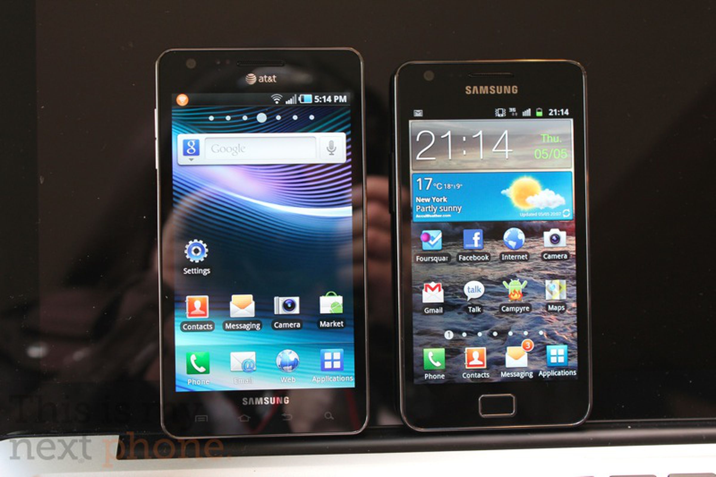 Samsung Infuse 4G for AT&T: comparison with Galaxy S II