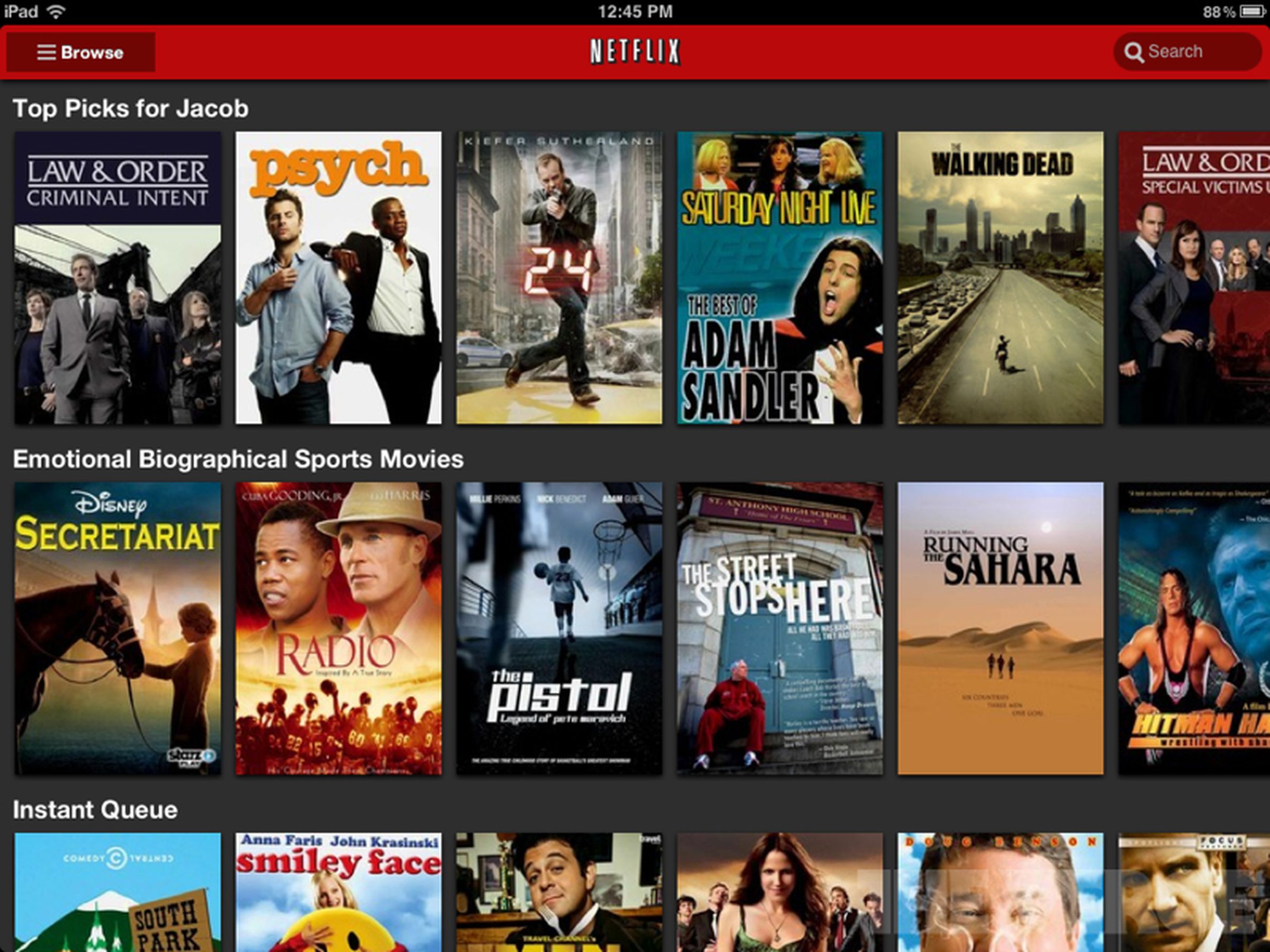 Netflix iPad app redesign