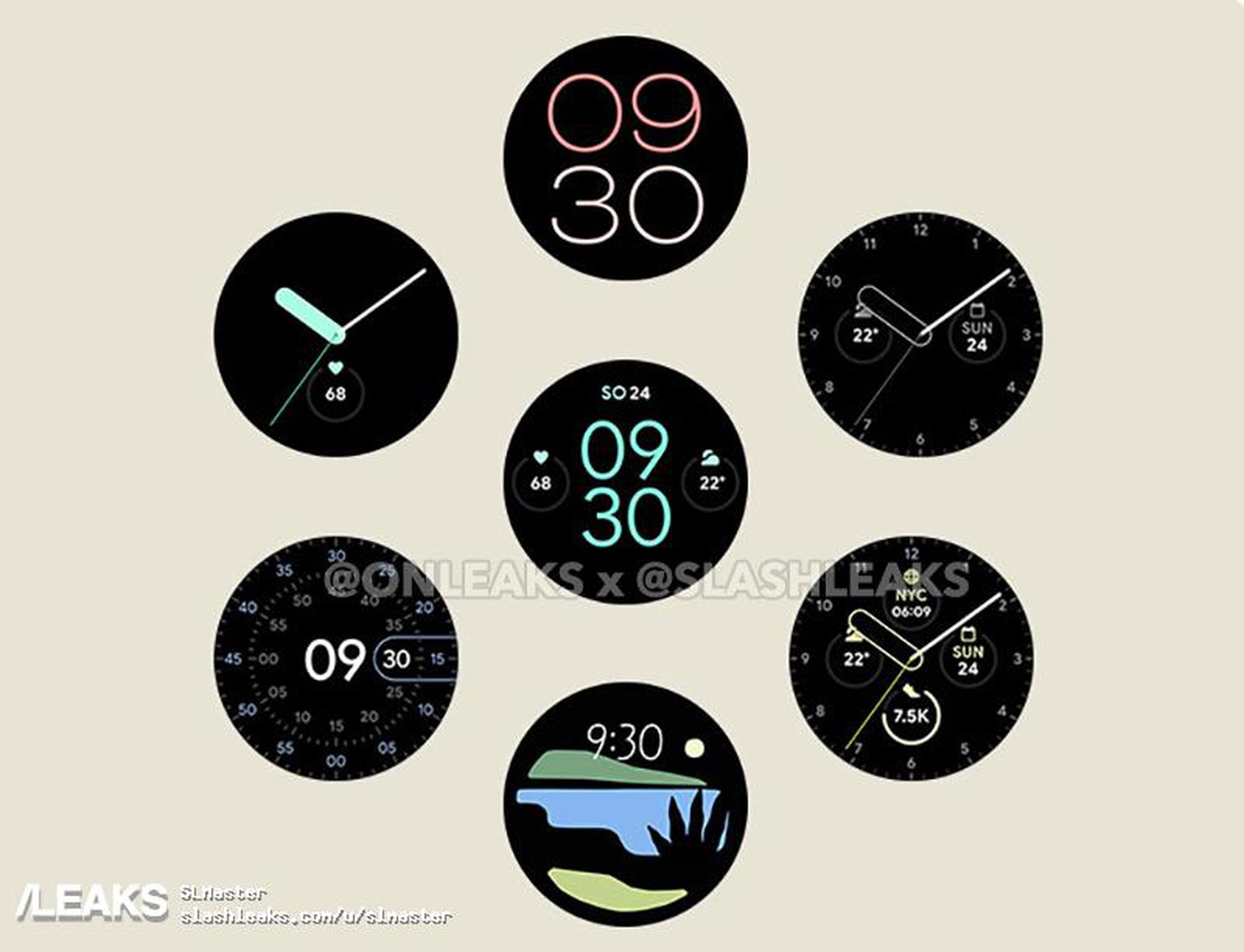 A series of Pixel Watch watch faces