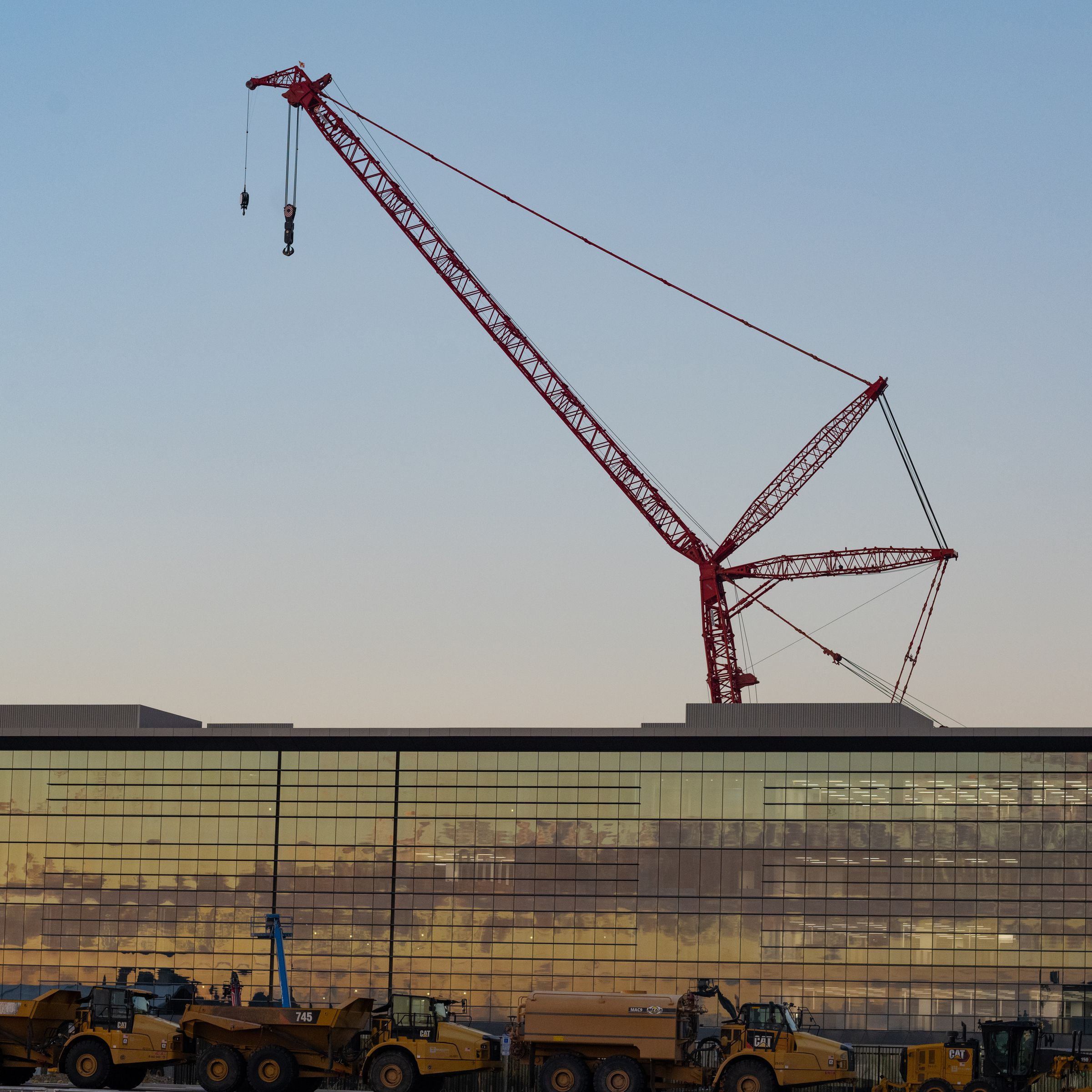 A crane seen at a construction site.