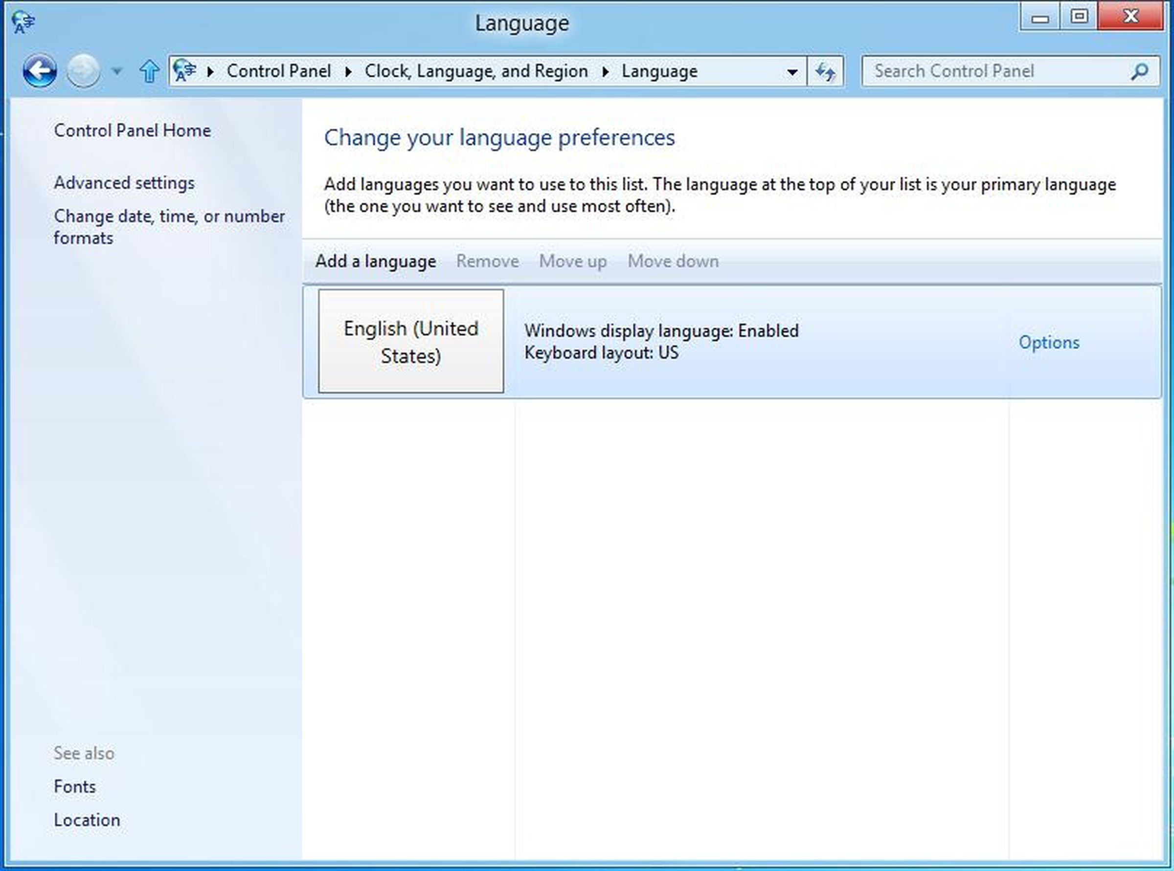 Windows 8 language support screenshots