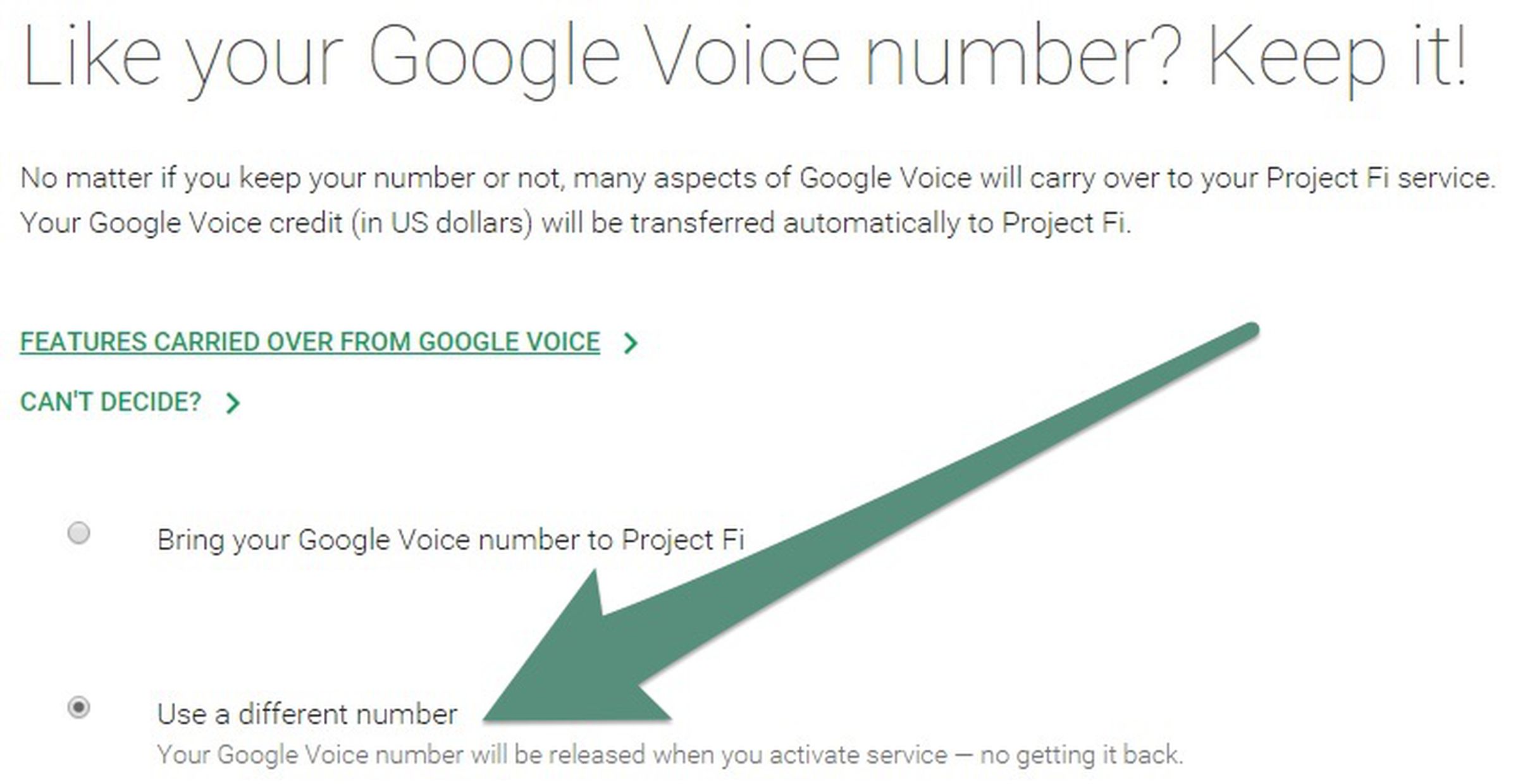 Google Voice Fi Arrow