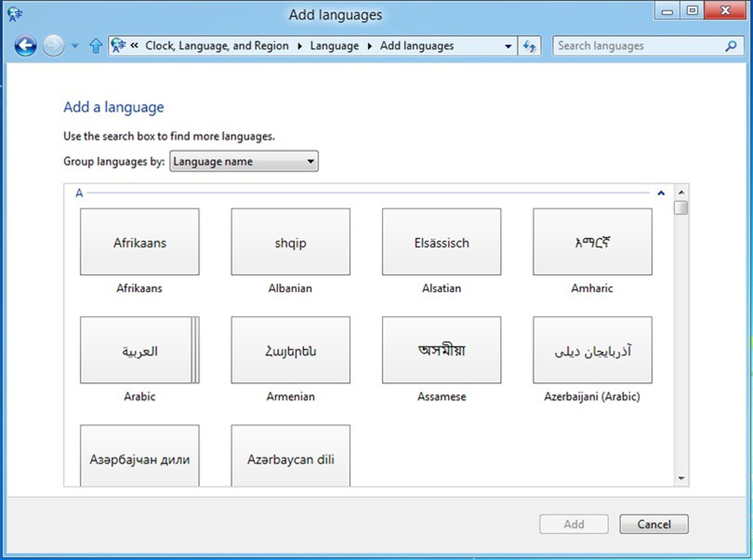Windows 8 language support screenshots