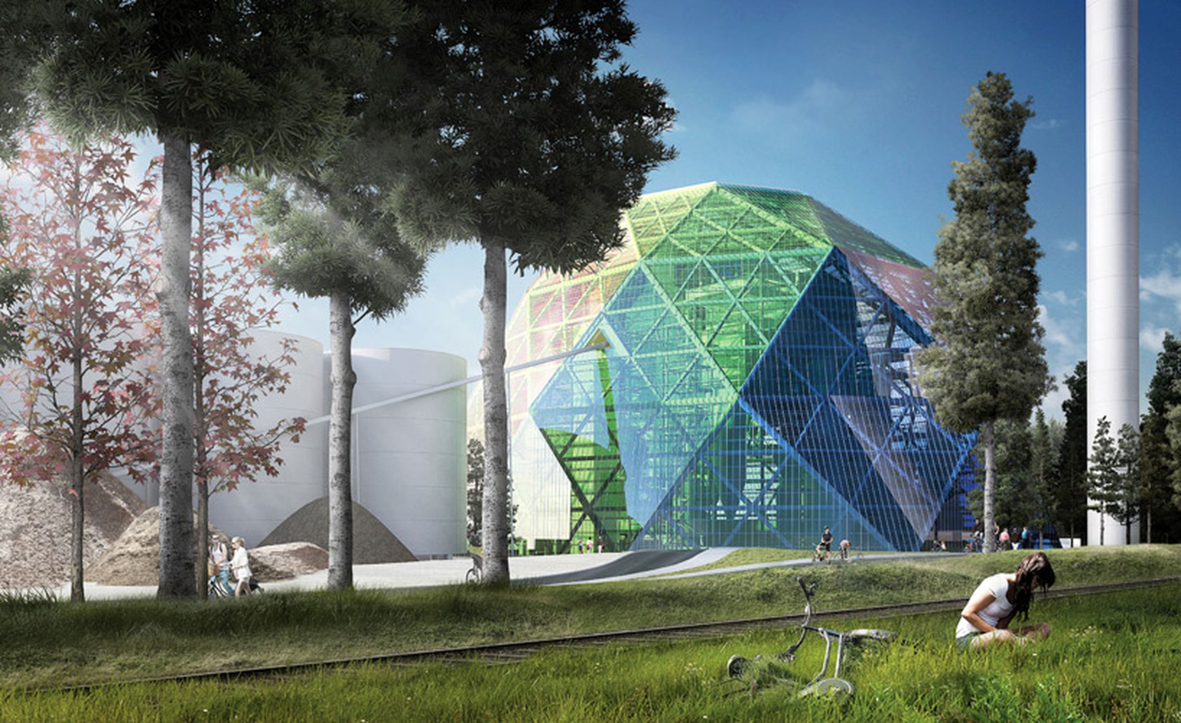 The 'Diamond Dome': a rainbow-colored biomass power plant in Sweden