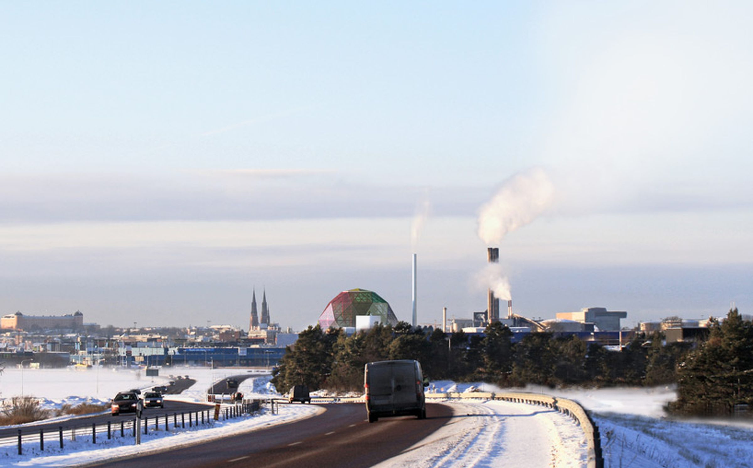 The 'Diamond Dome': a rainbow-colored biomass power plant in Sweden