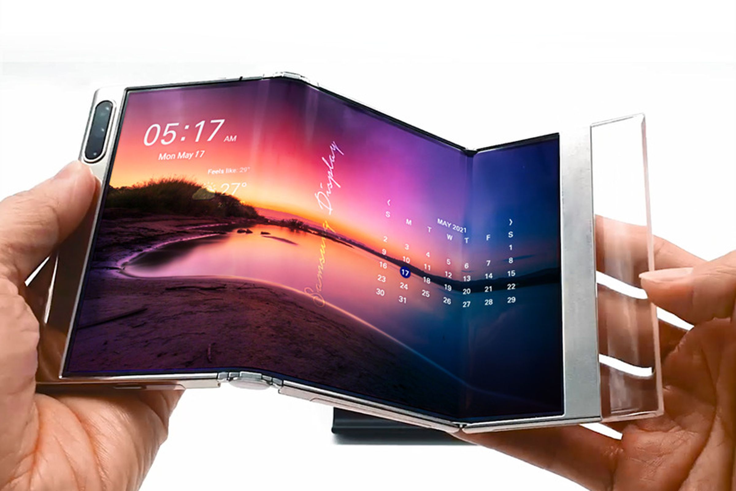 Samsung’s display division is working on a bi-folding OLED panel suitable for folding phones.