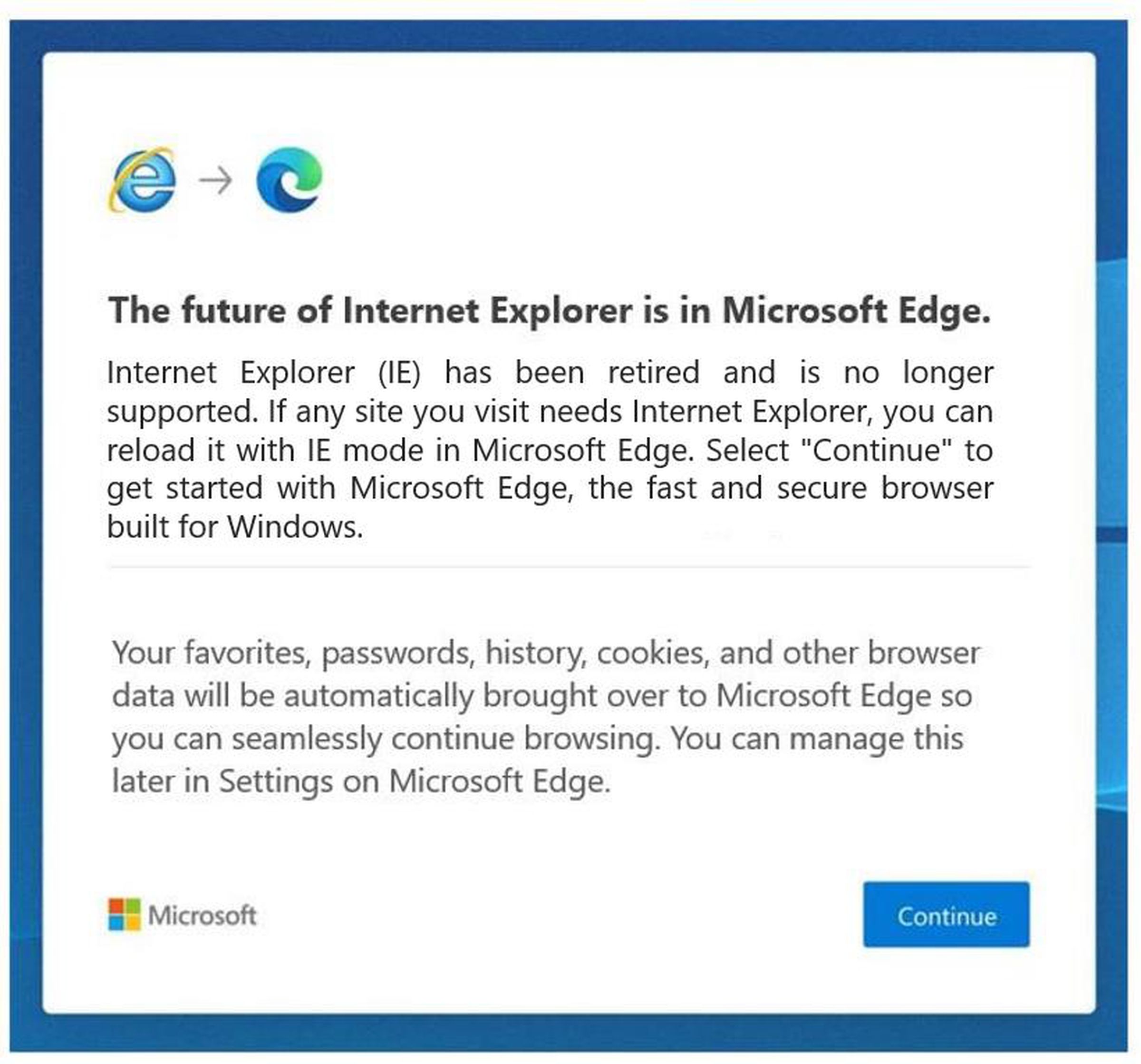 A new redirect for Internet Explorer users.
