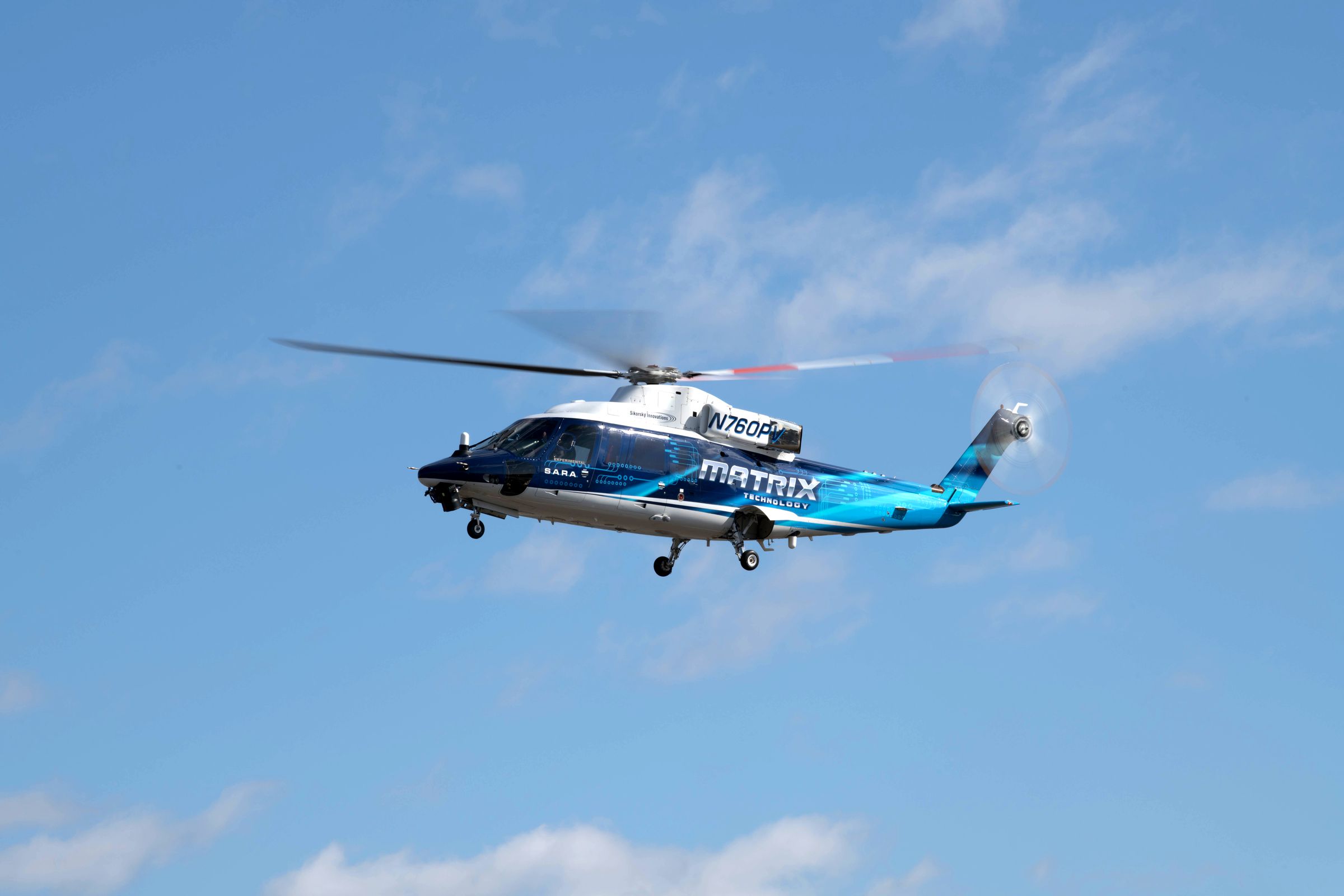 The Sikorsky Autonomy Research Aircraft, or SARA, in flight.