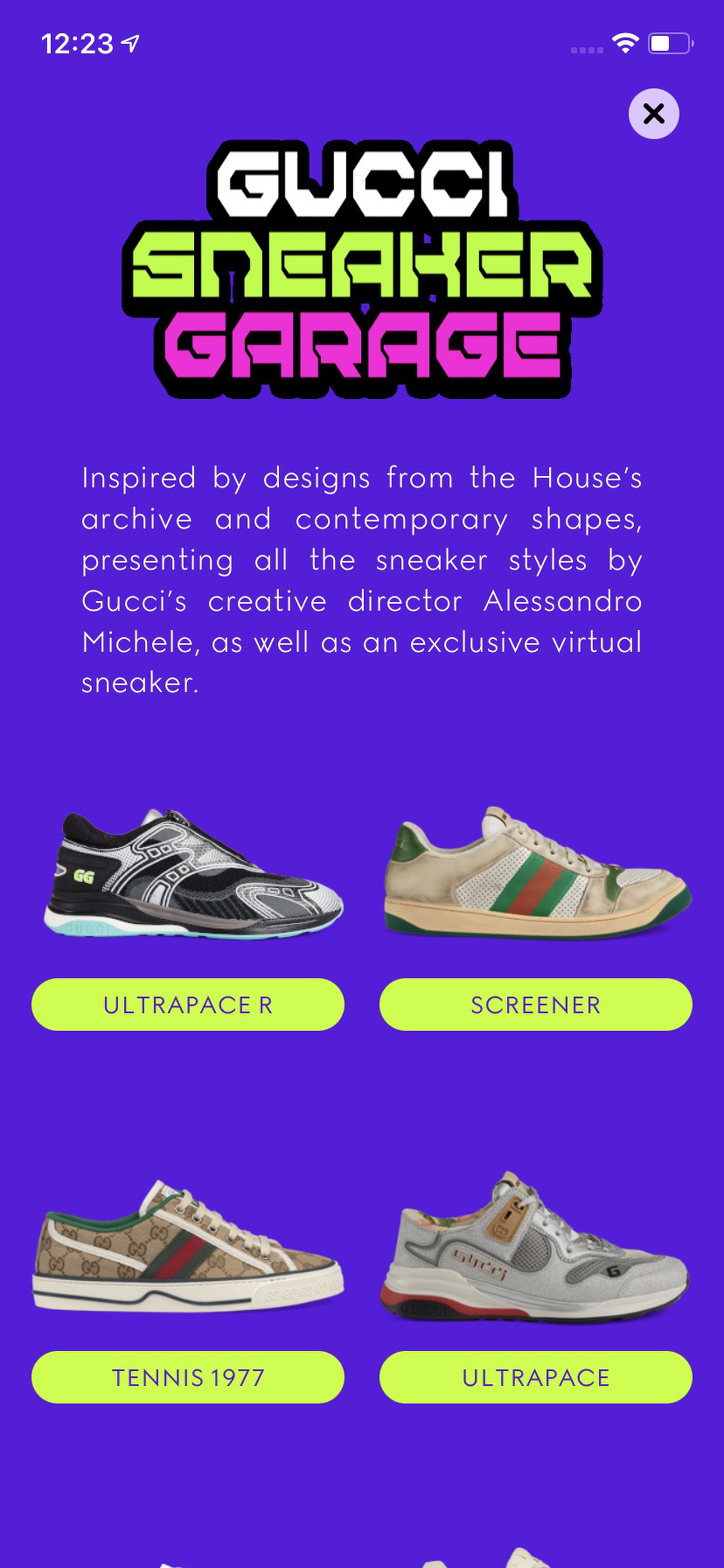 <em>The virtual sneakers are available in the “Gucci Sneaker Garage” section of the fashion house’s app.</em>