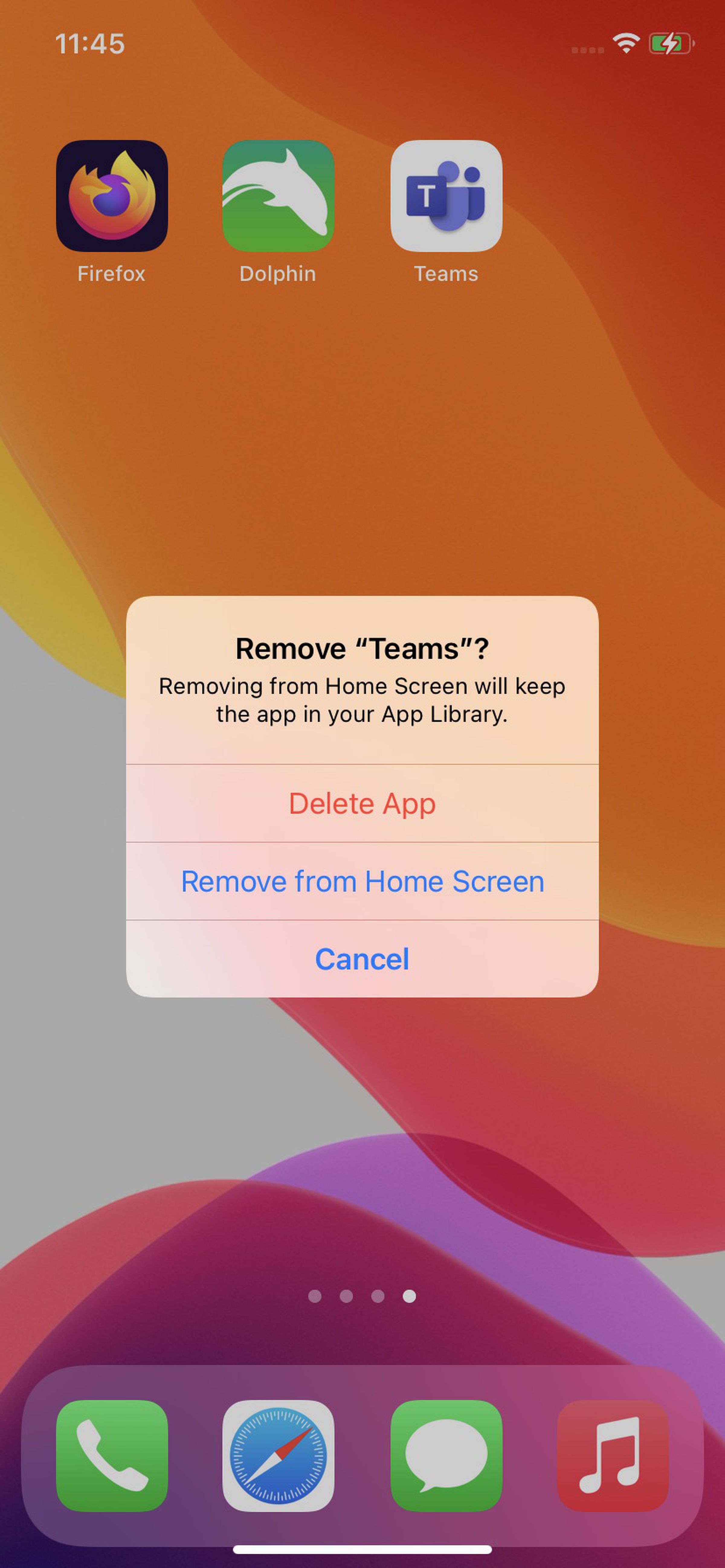 Select “Remove from Home Screen”