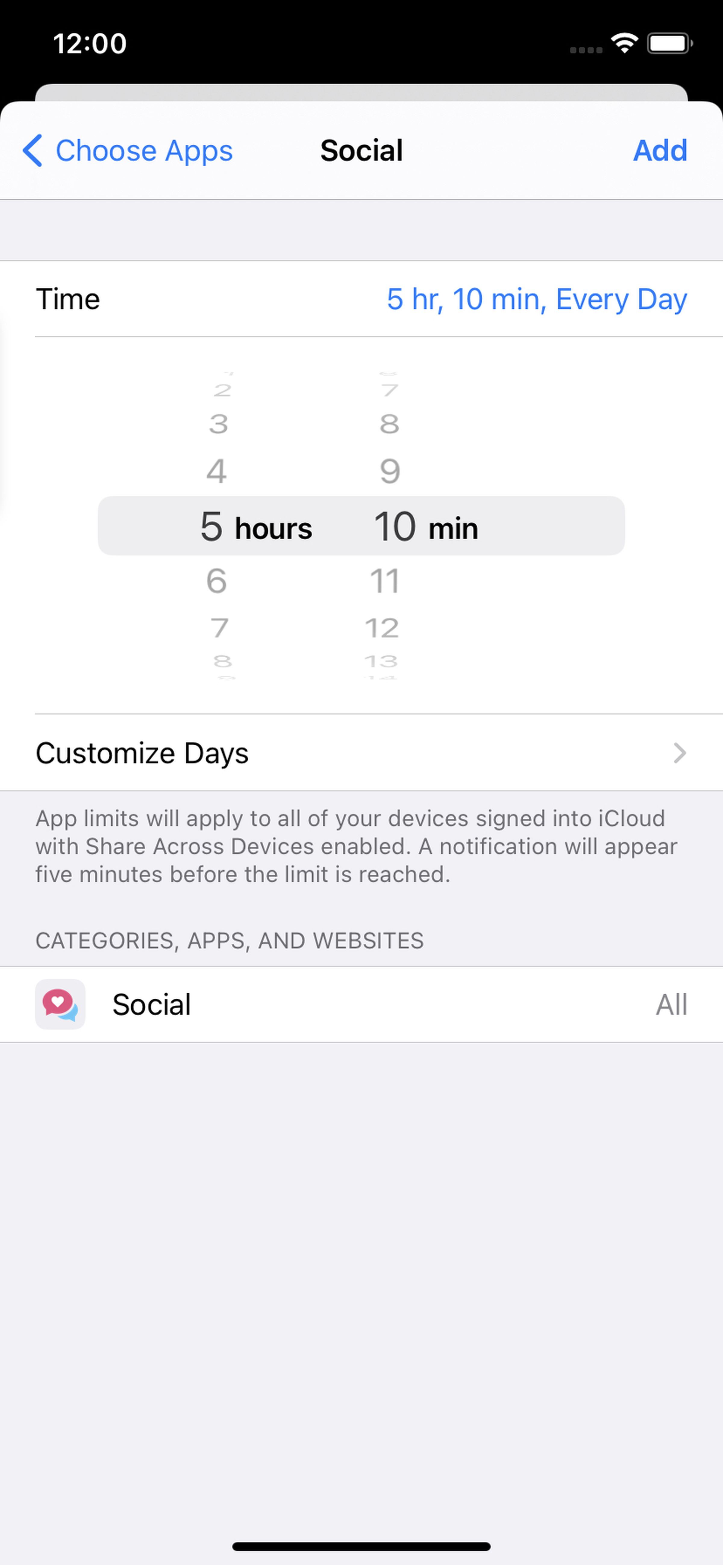 Choose how much time you want to spend on an app