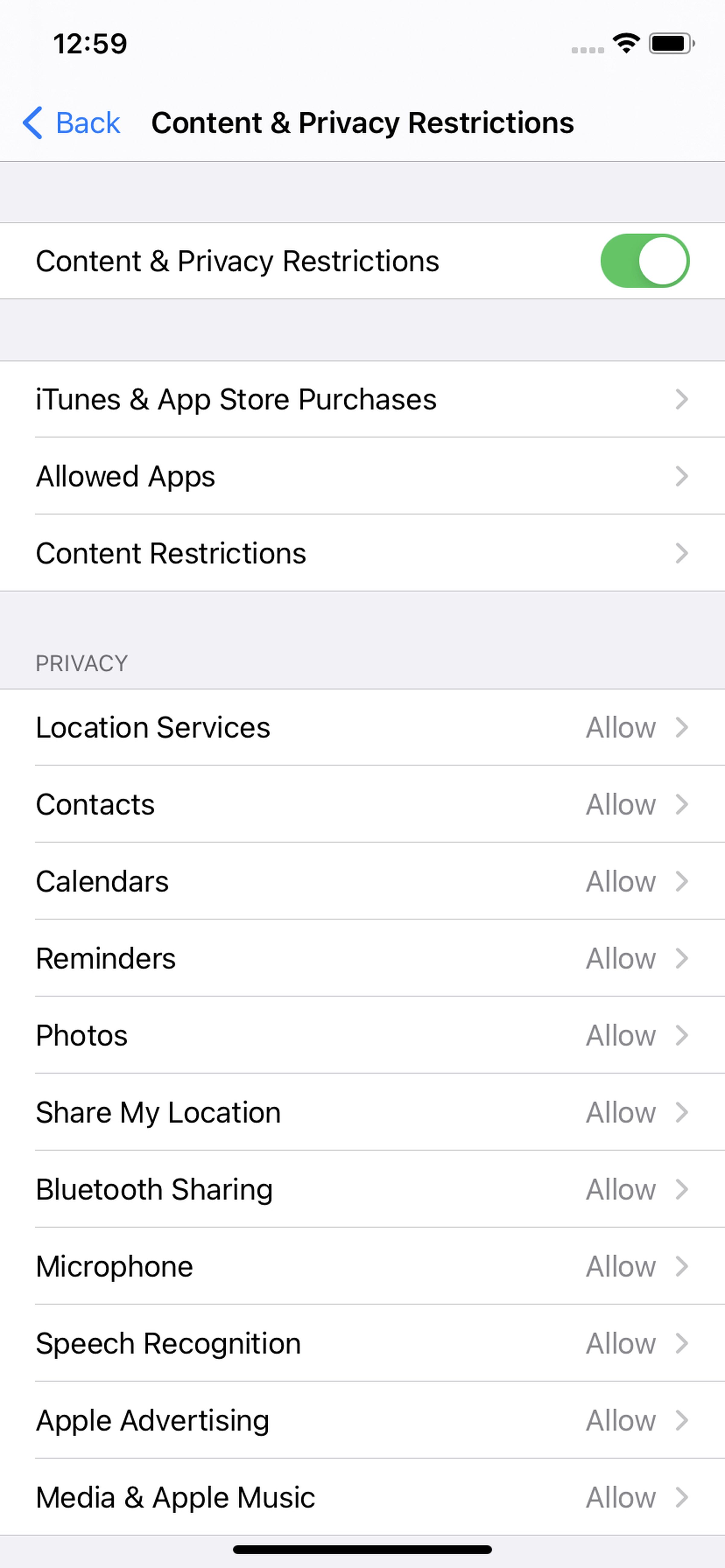 “Content &amp; Privacy Restrictions” lets you place limitations on a number of apps