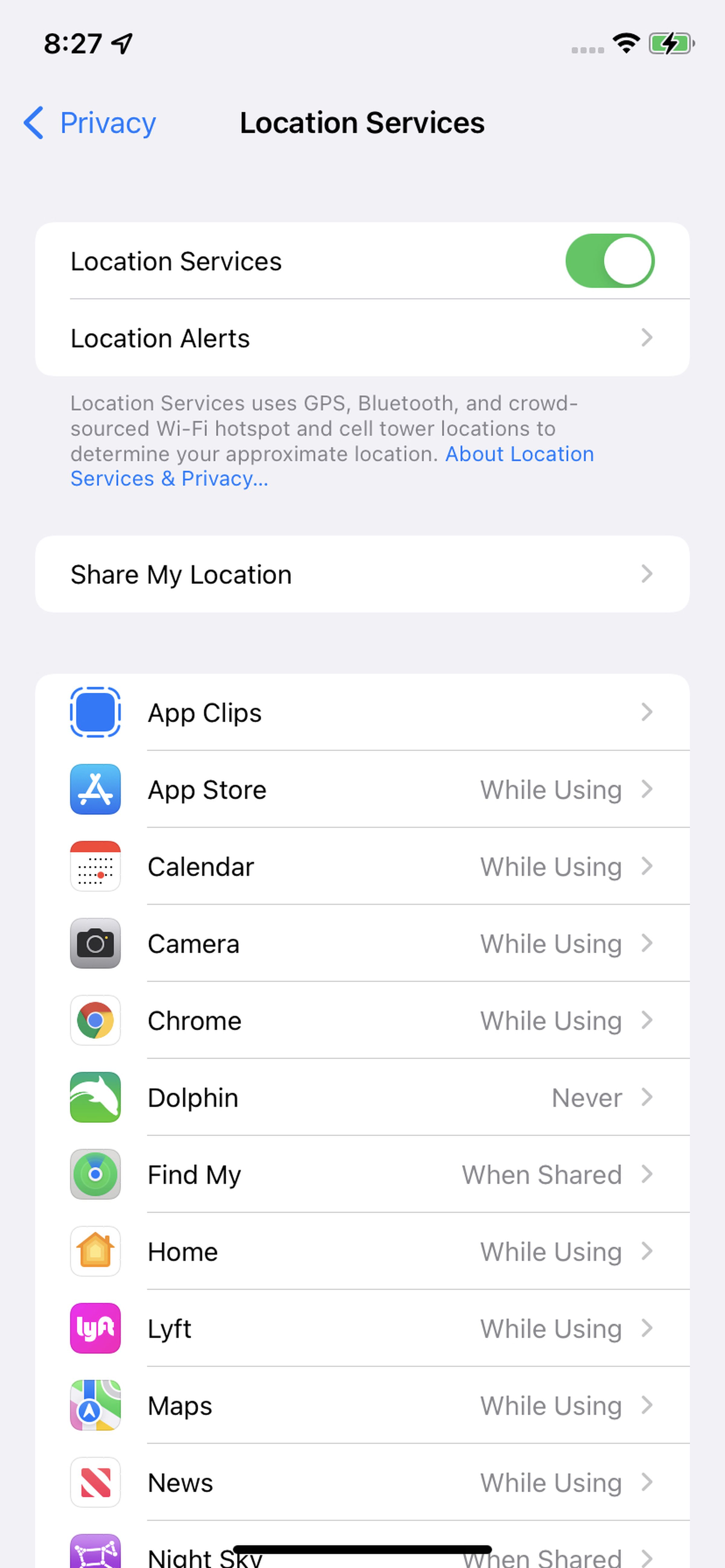 You can adjust location services for specific apps.
