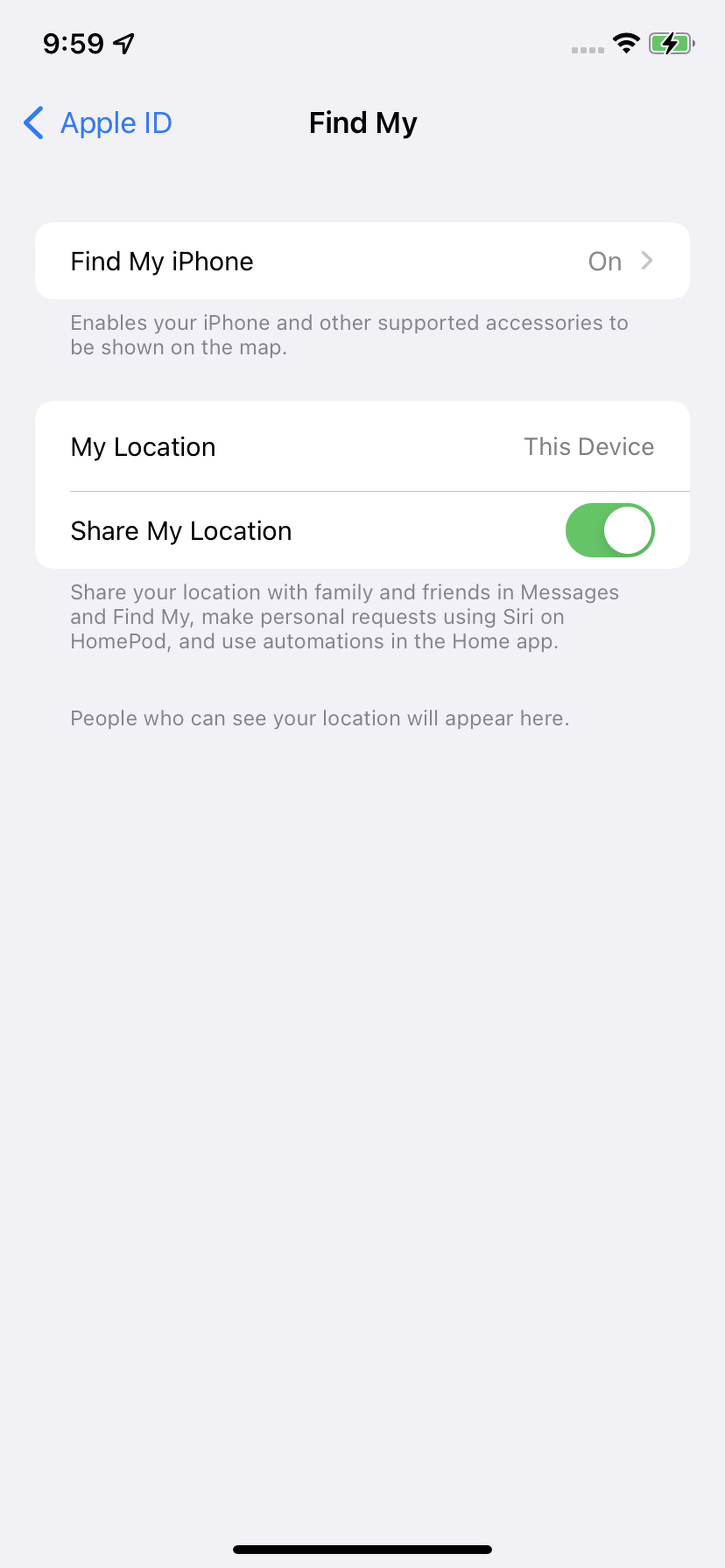 The Find My app lets you share your location.
