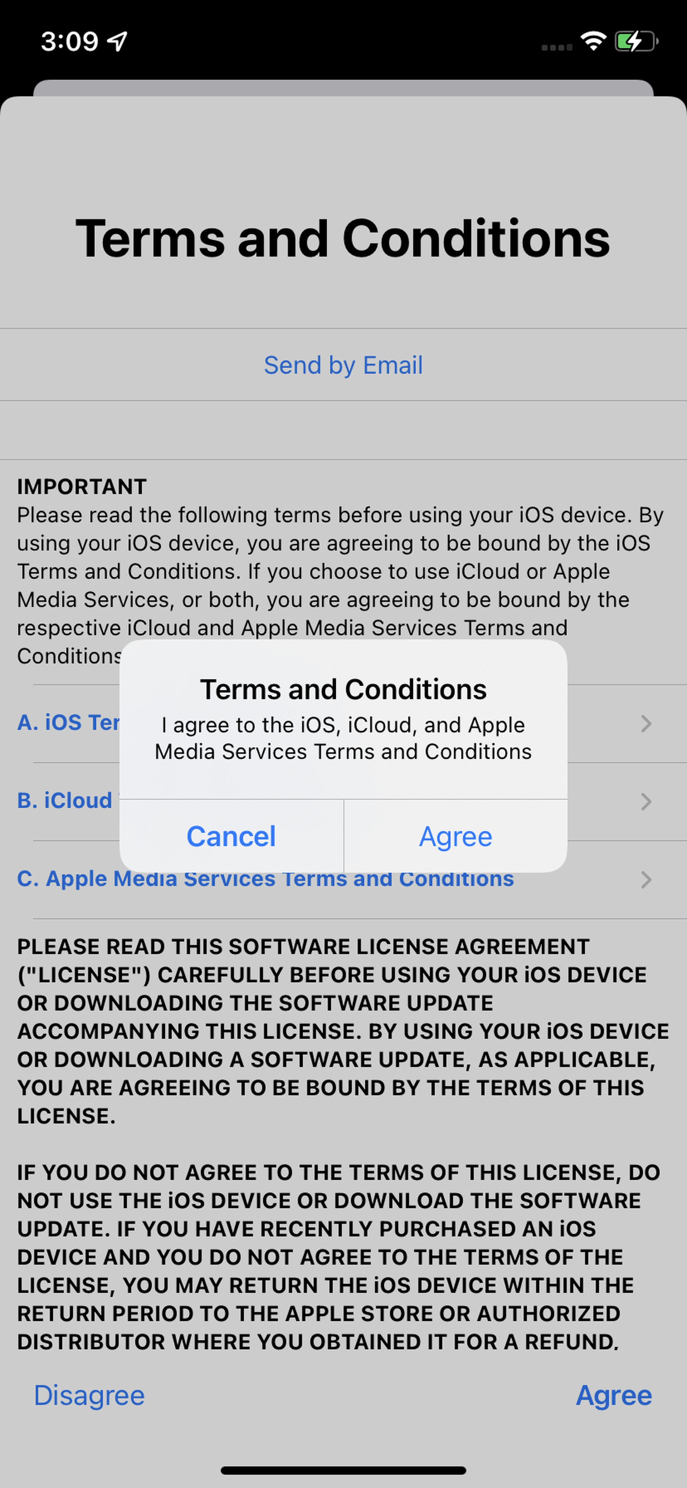 You’ll have to agree to Apple’s “Terms and Conditions.” 