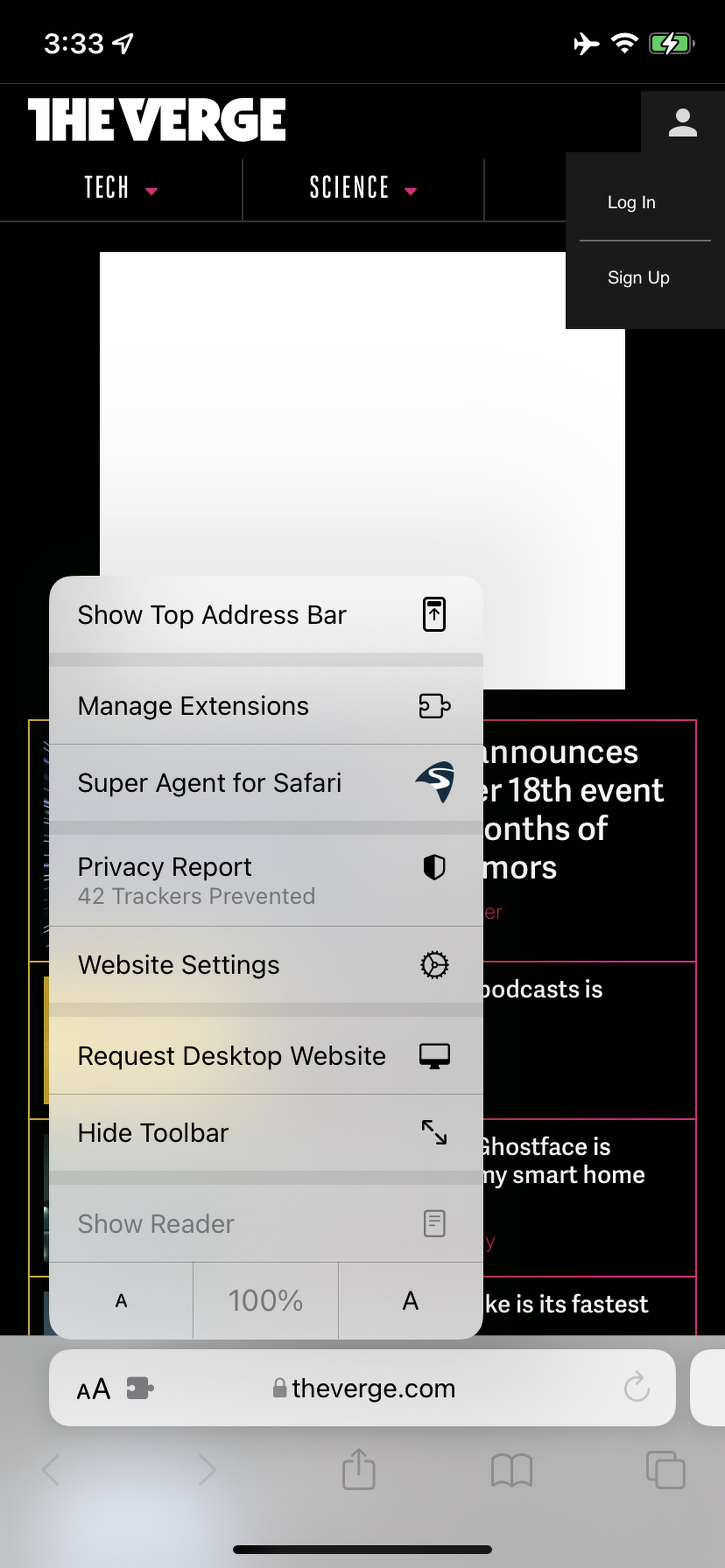 Once installed, you can manage your extensions from the Safari address bar.