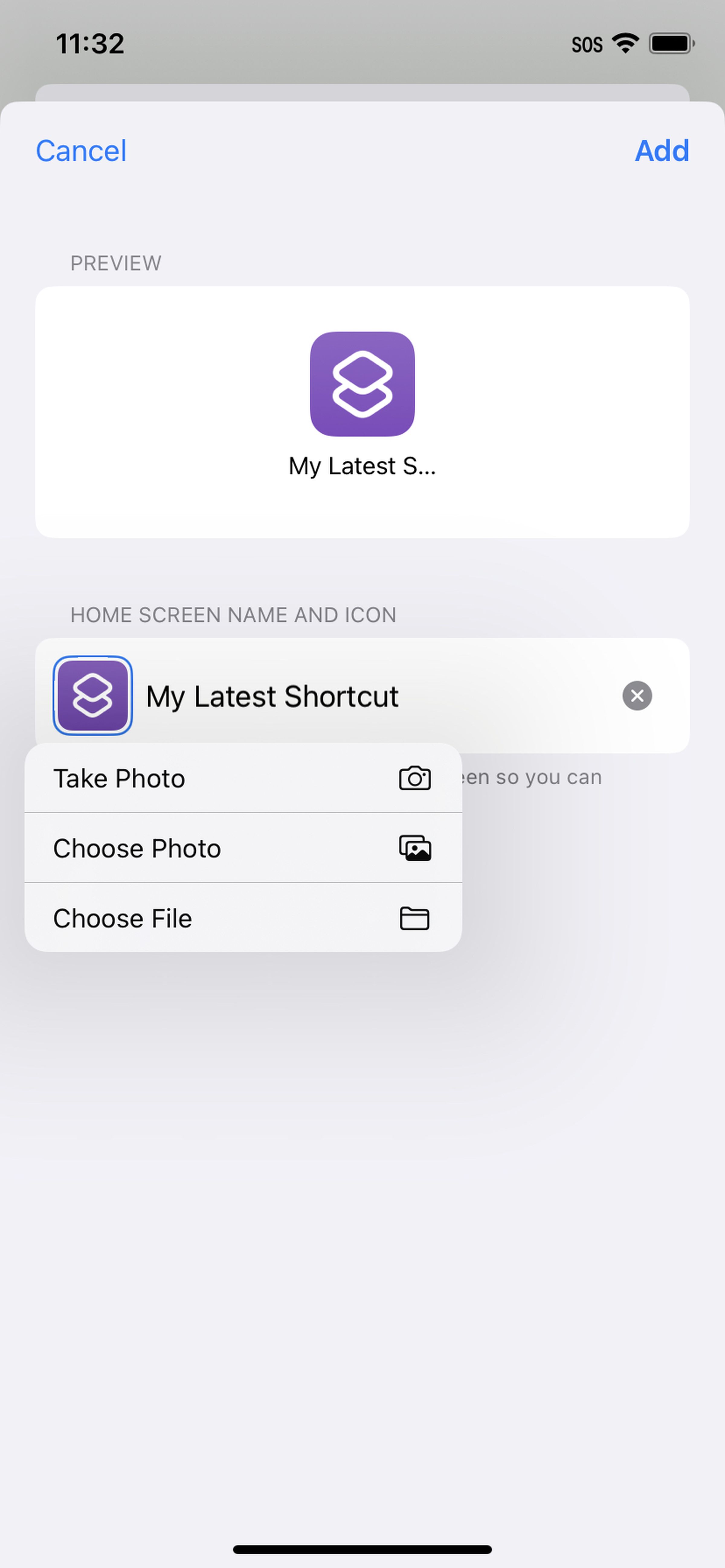 Drop down menu from shortcut icon on creation page.