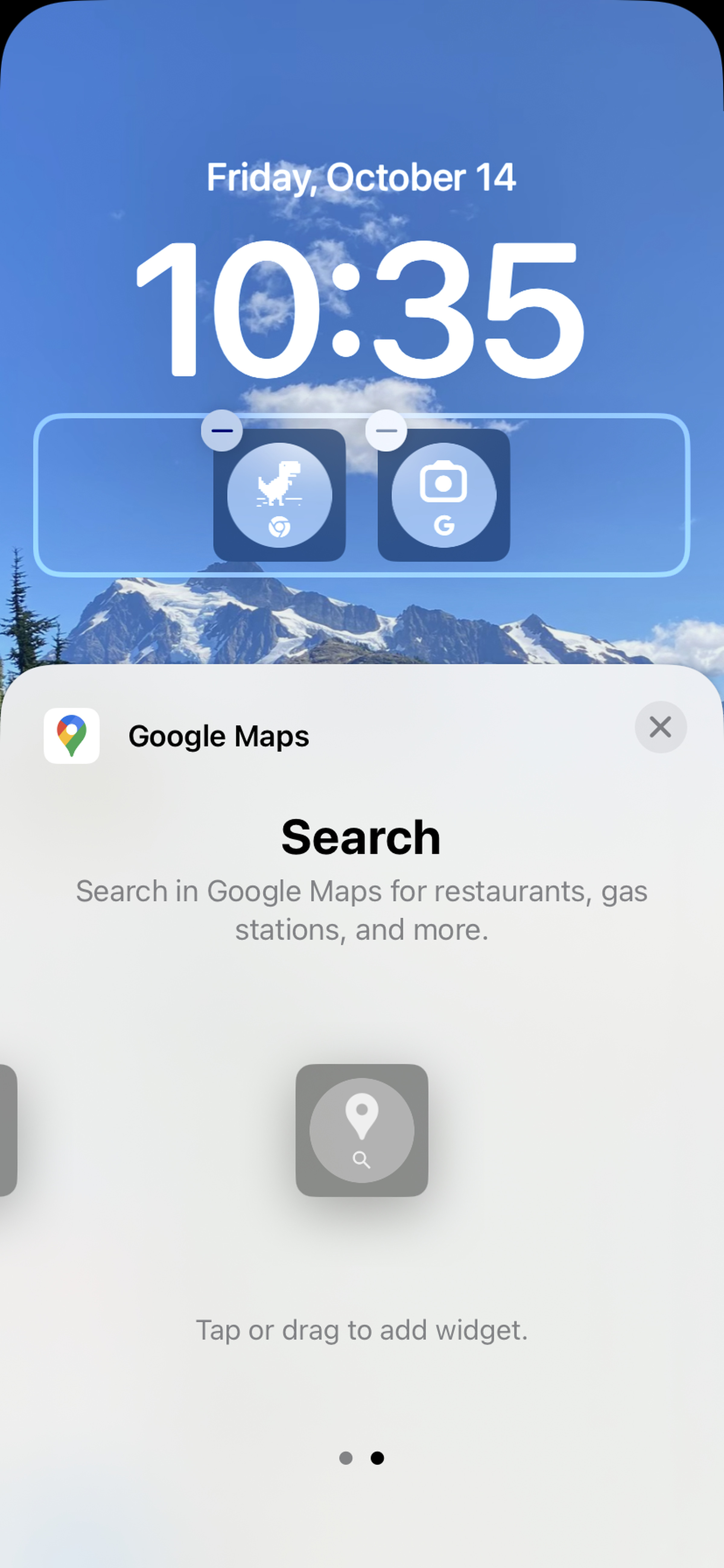 A screenshot showing Google Maps widget options
