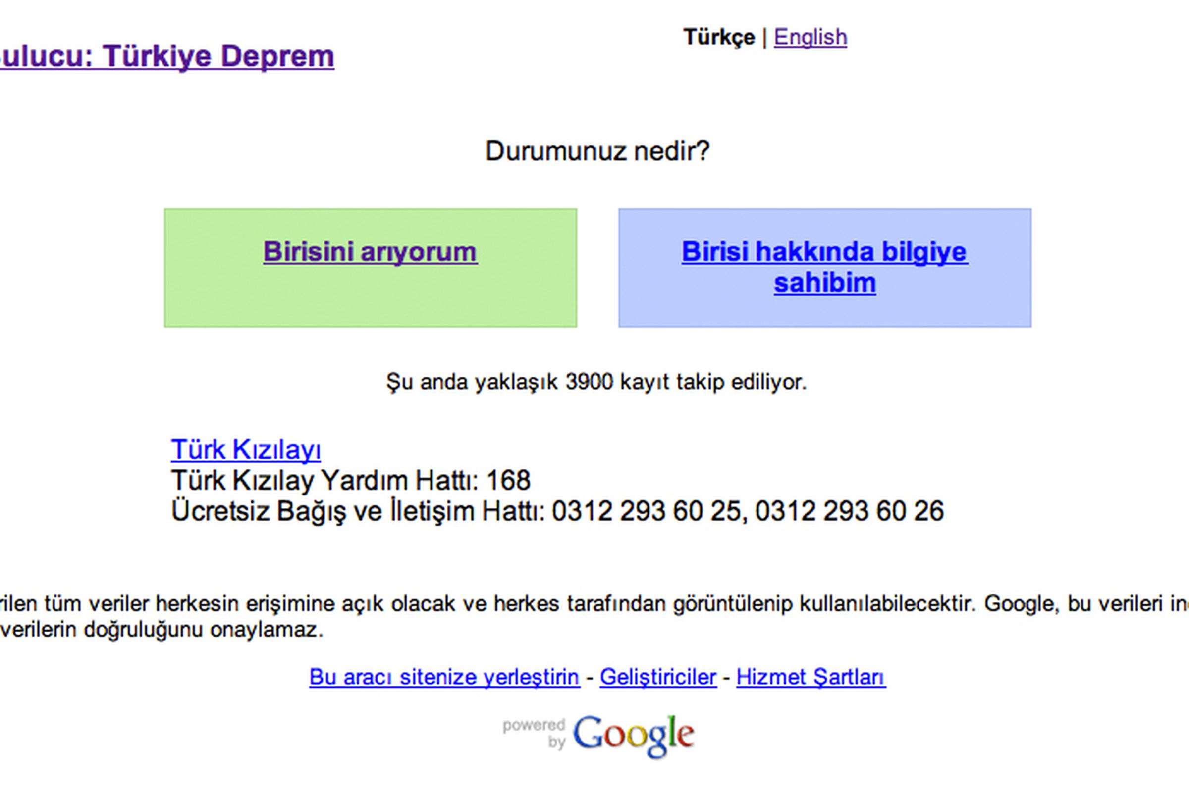 Google Person Finder Turkey Earthquake