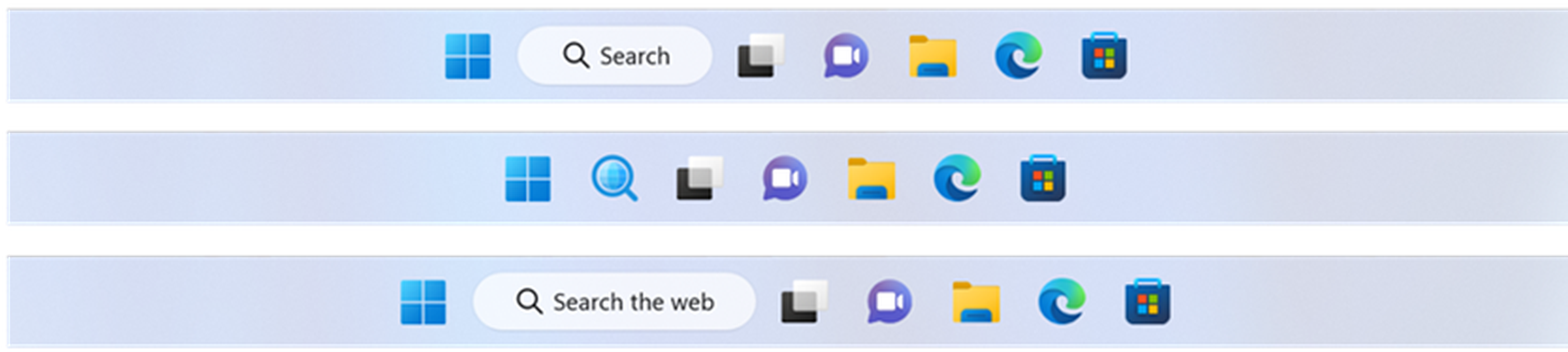 The search taskbar UI changes.