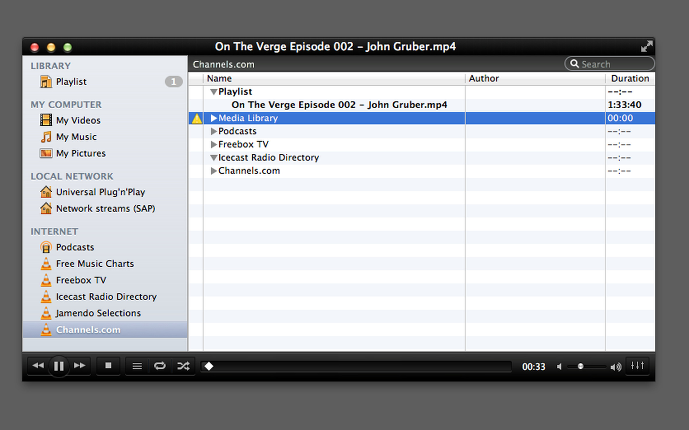 VLC 2.0 RC1 for Mac screenshots