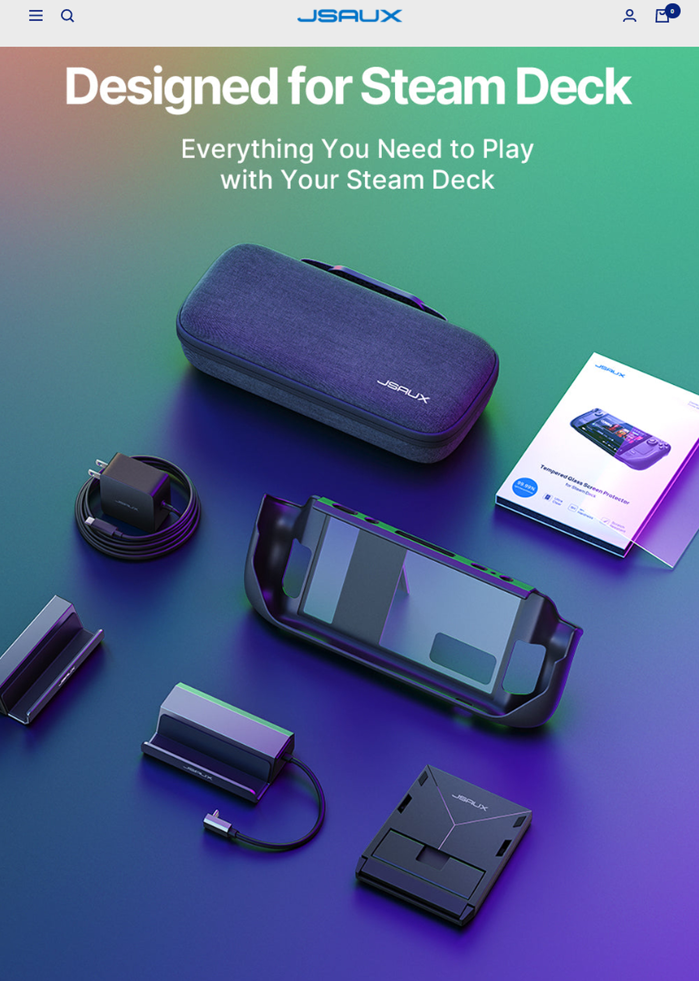 Once Jsaux began its big push on Steam Deck accessories, its homepage became all about Valve’s handheld.