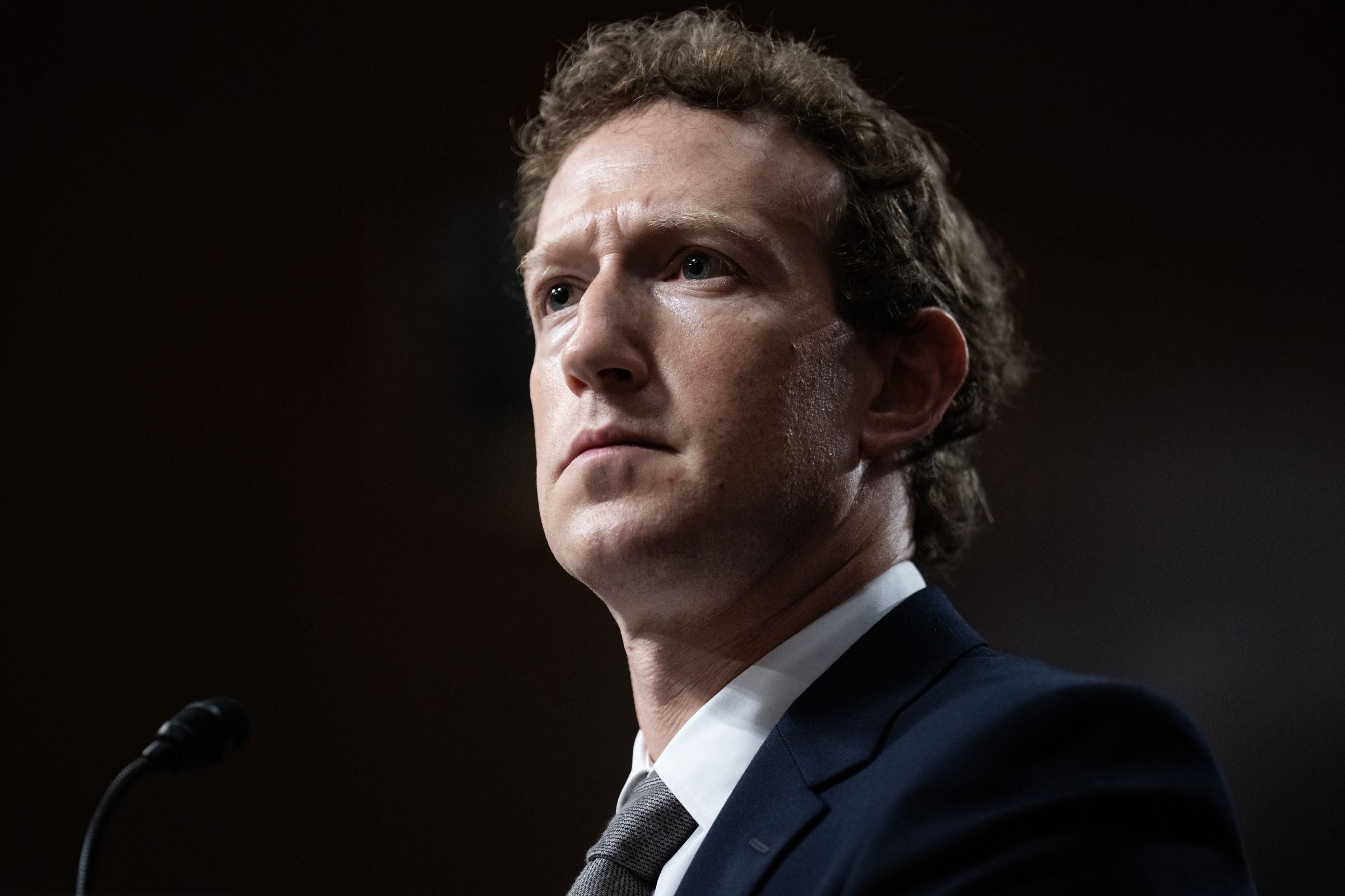 Mark Zuckerberg testifying at the Senate hearing titled “Big Tech and the Online Child Sexual Exploitation Crisis.”