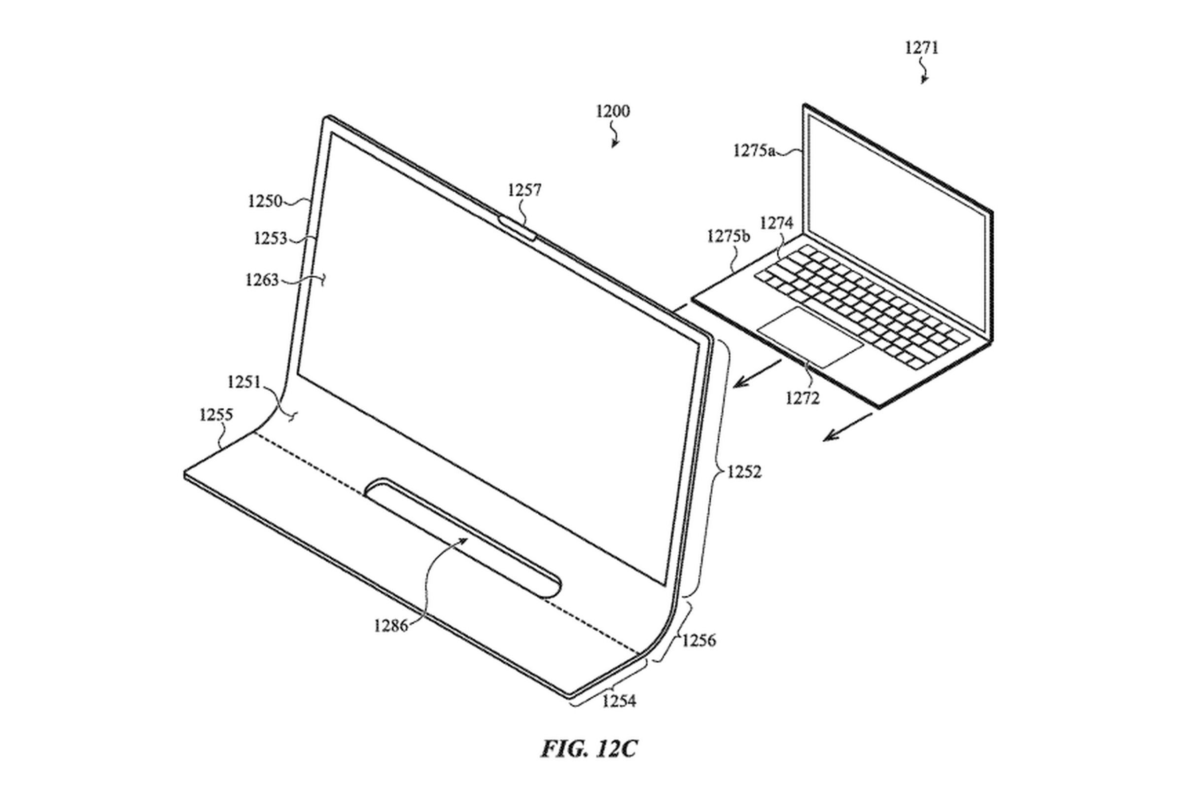The patent application even suggests the design could allow a MacBook to be docked into the display.