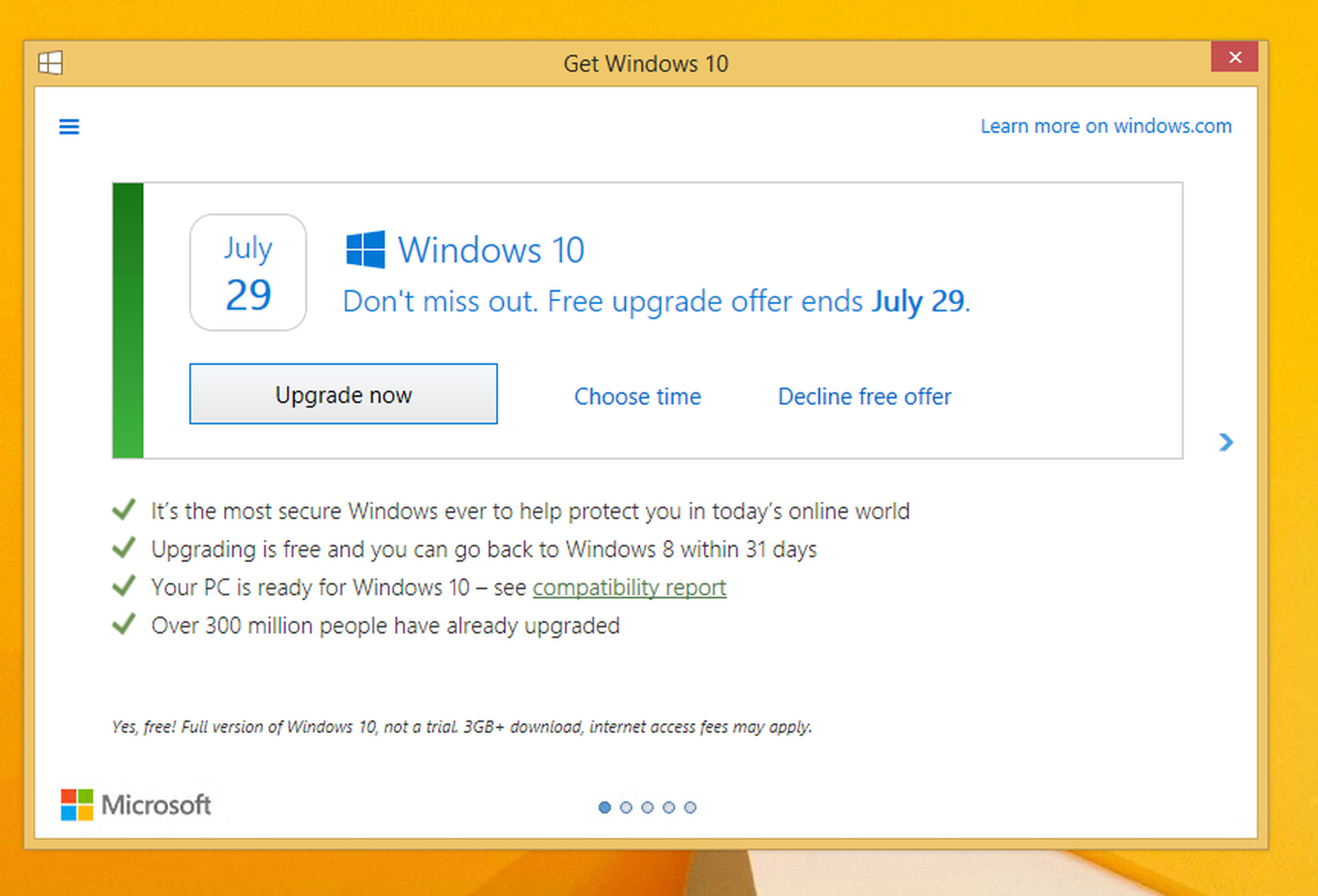 New Windows 10 upgrade prompt