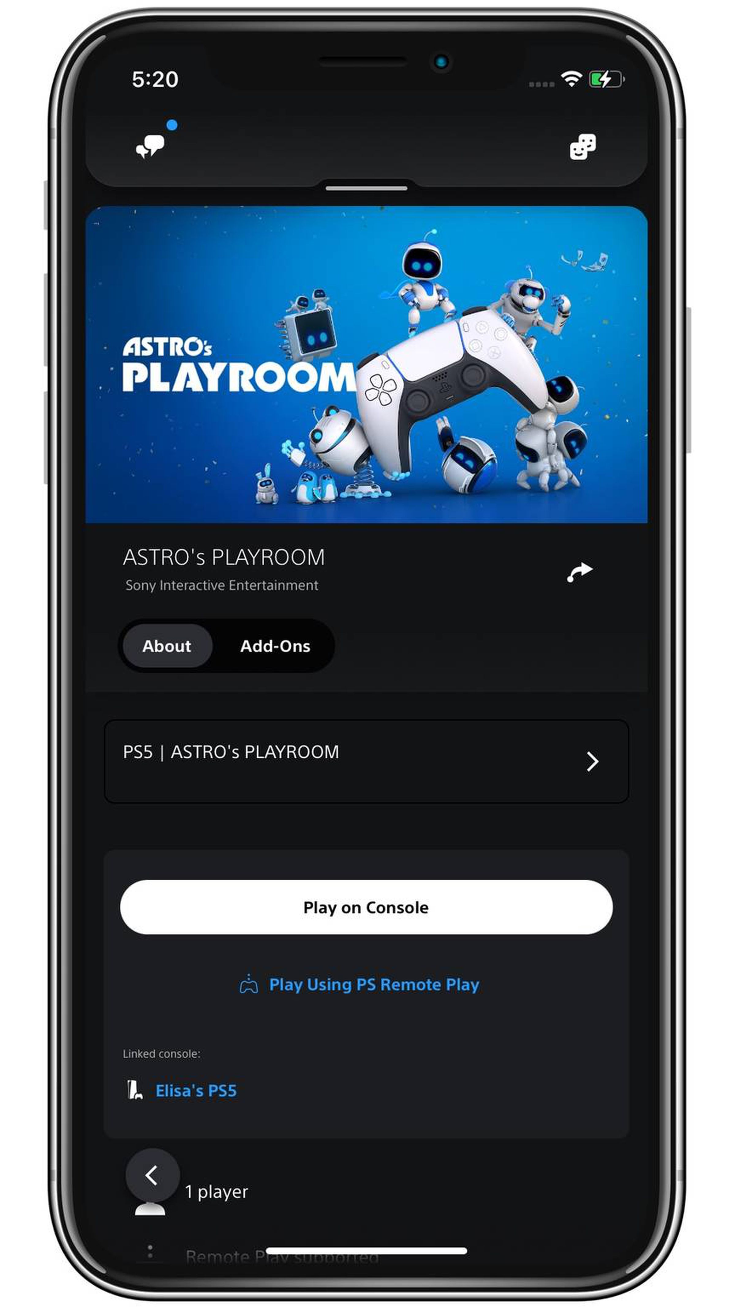 Request to Share Screen on the PlayStation mobile app