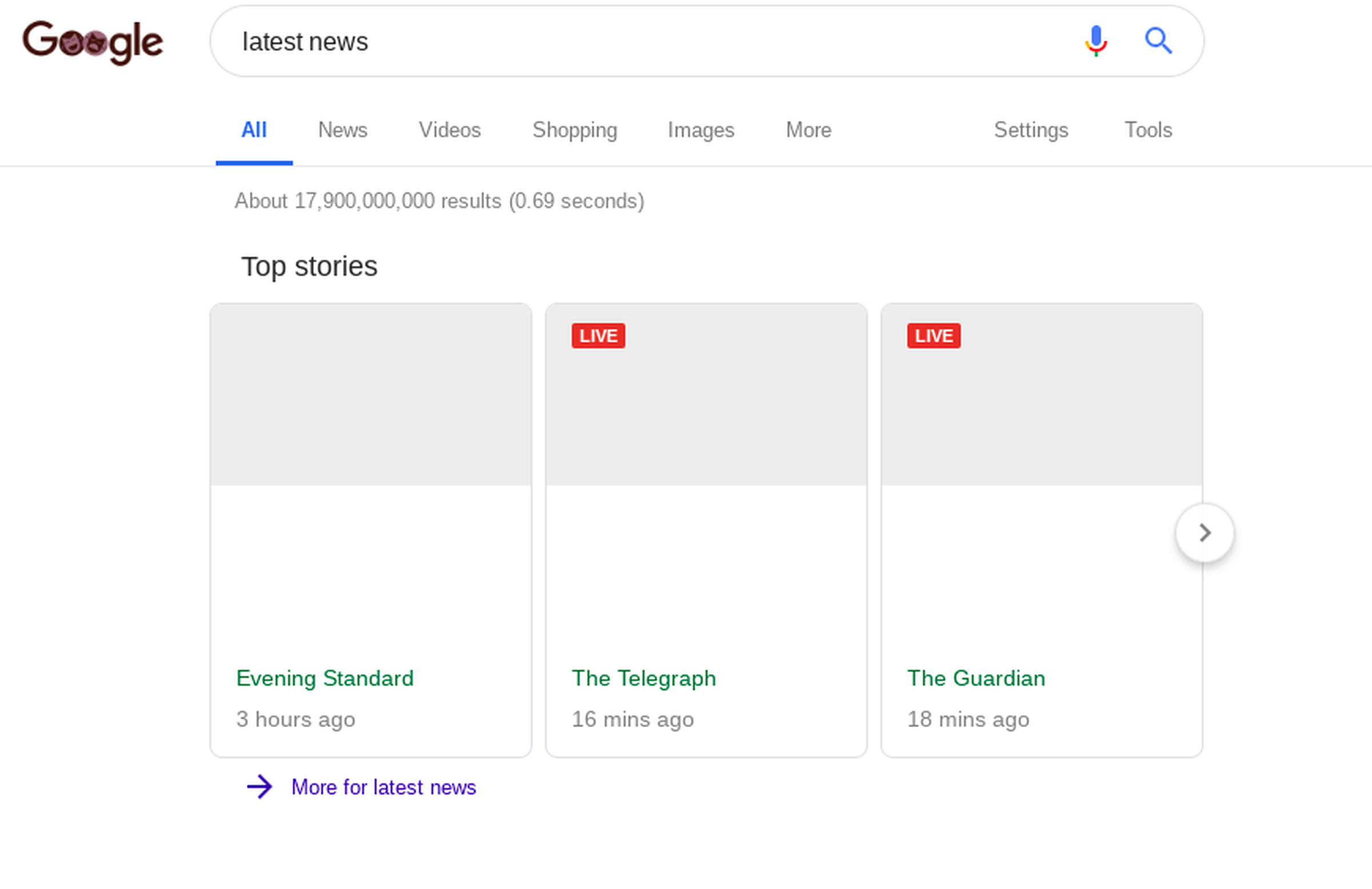 Google’s test search results it claimed it may use after the EU’s Copyright Directive was adopted.