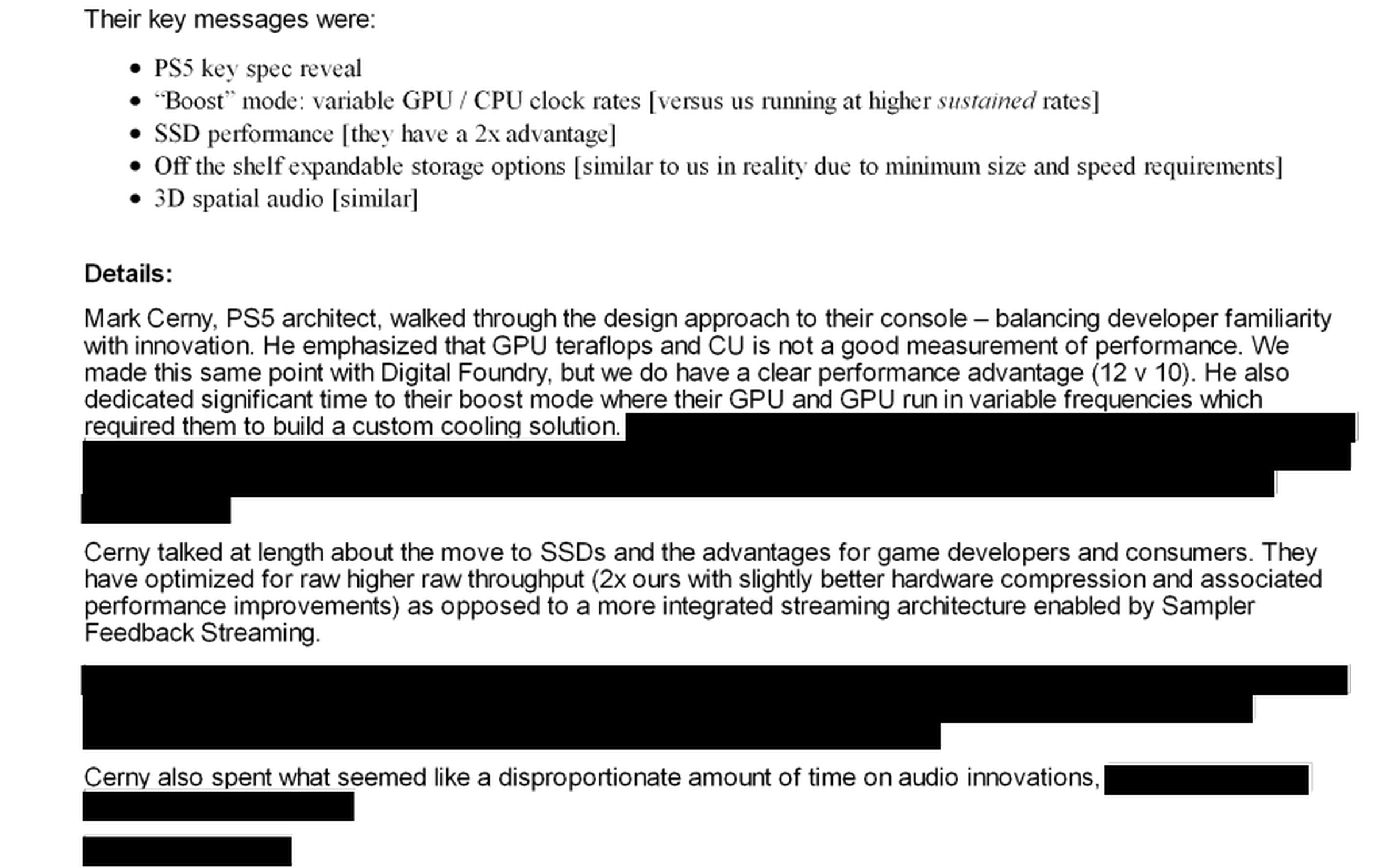 The heavily redacted PS5 reaction email.
