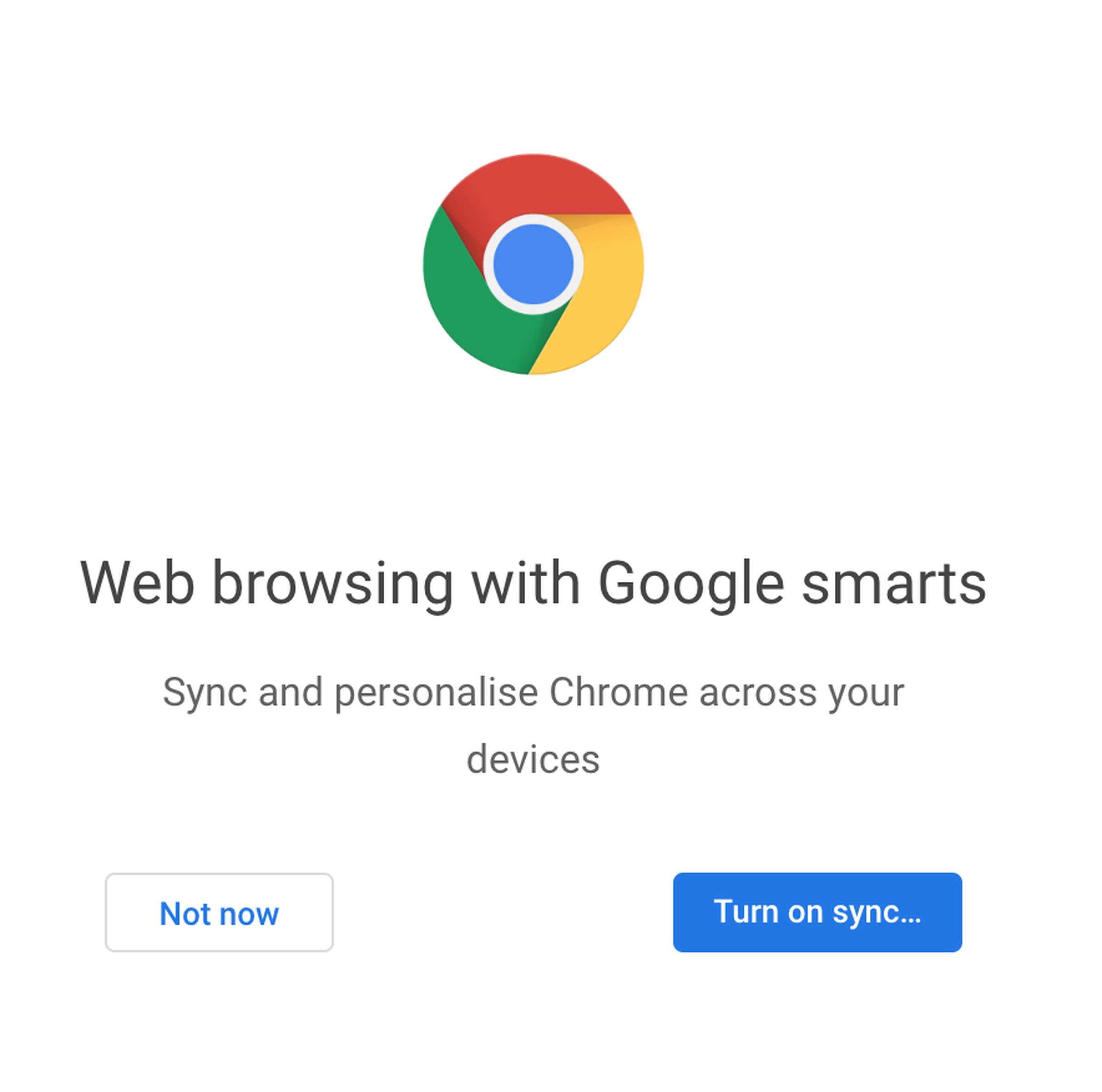 Chrome prompts users to turn on Sync after adding a new user.