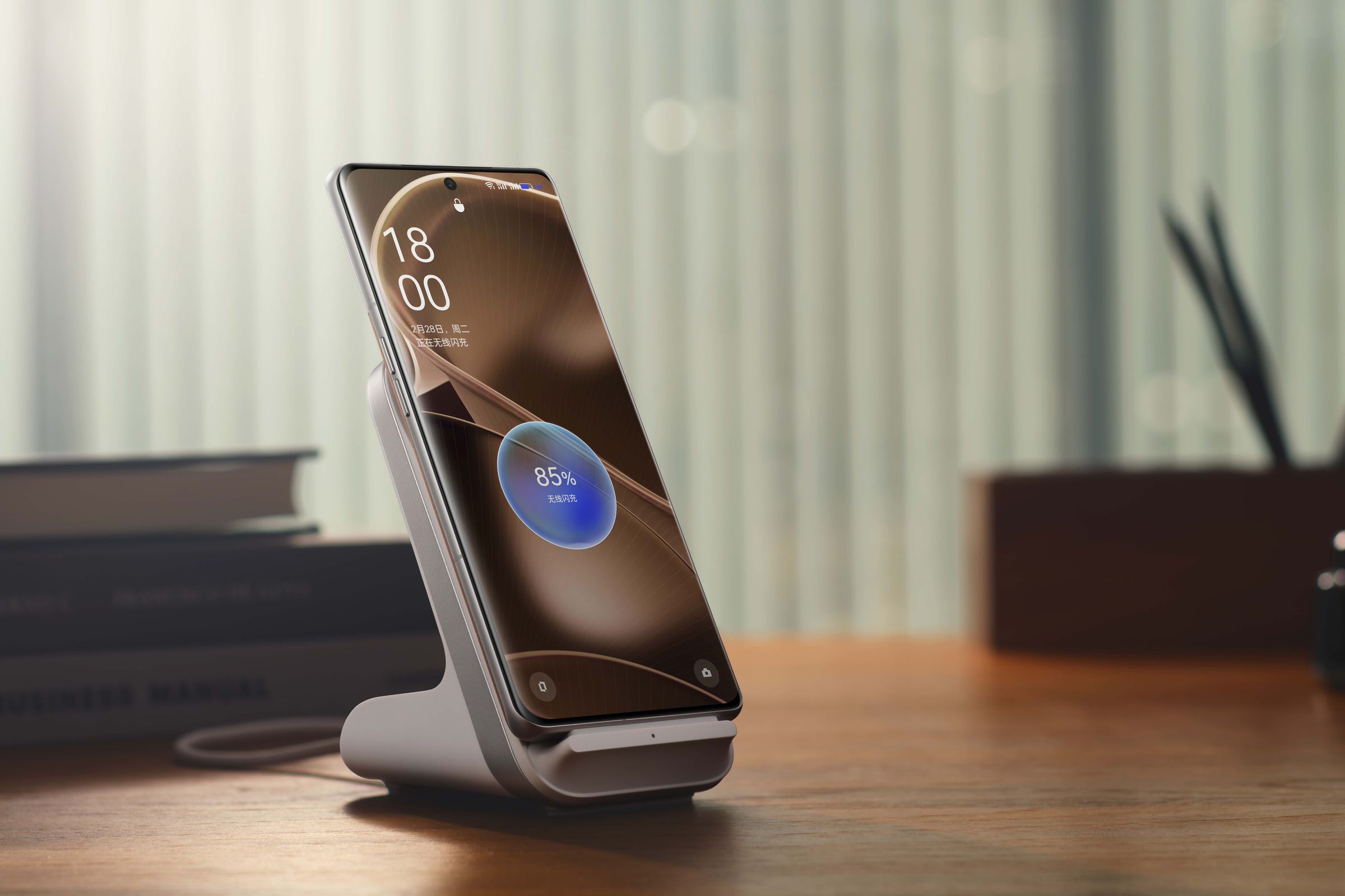 Oppo Find X6 Pro on wireless charging stand.