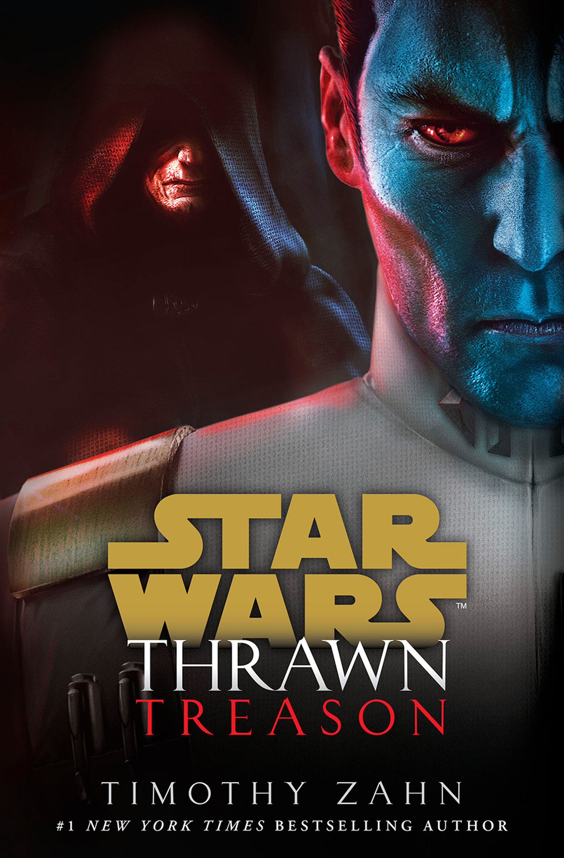 Grand Admiral Thrawn, with Emperor palpating looking over his shoulder. 