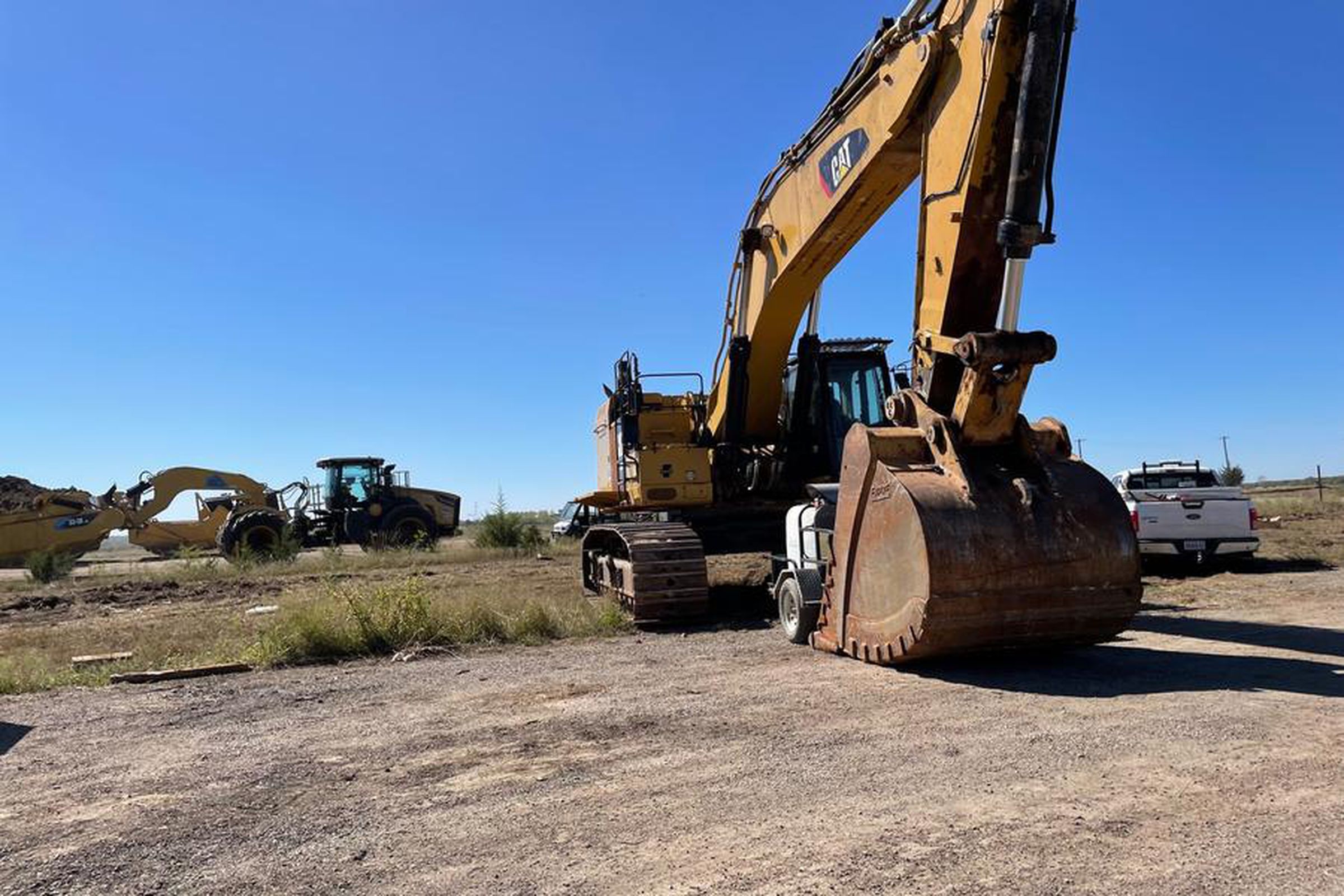 Construction equipment at the site of Panasonic’s new EV battery factory in Kansas