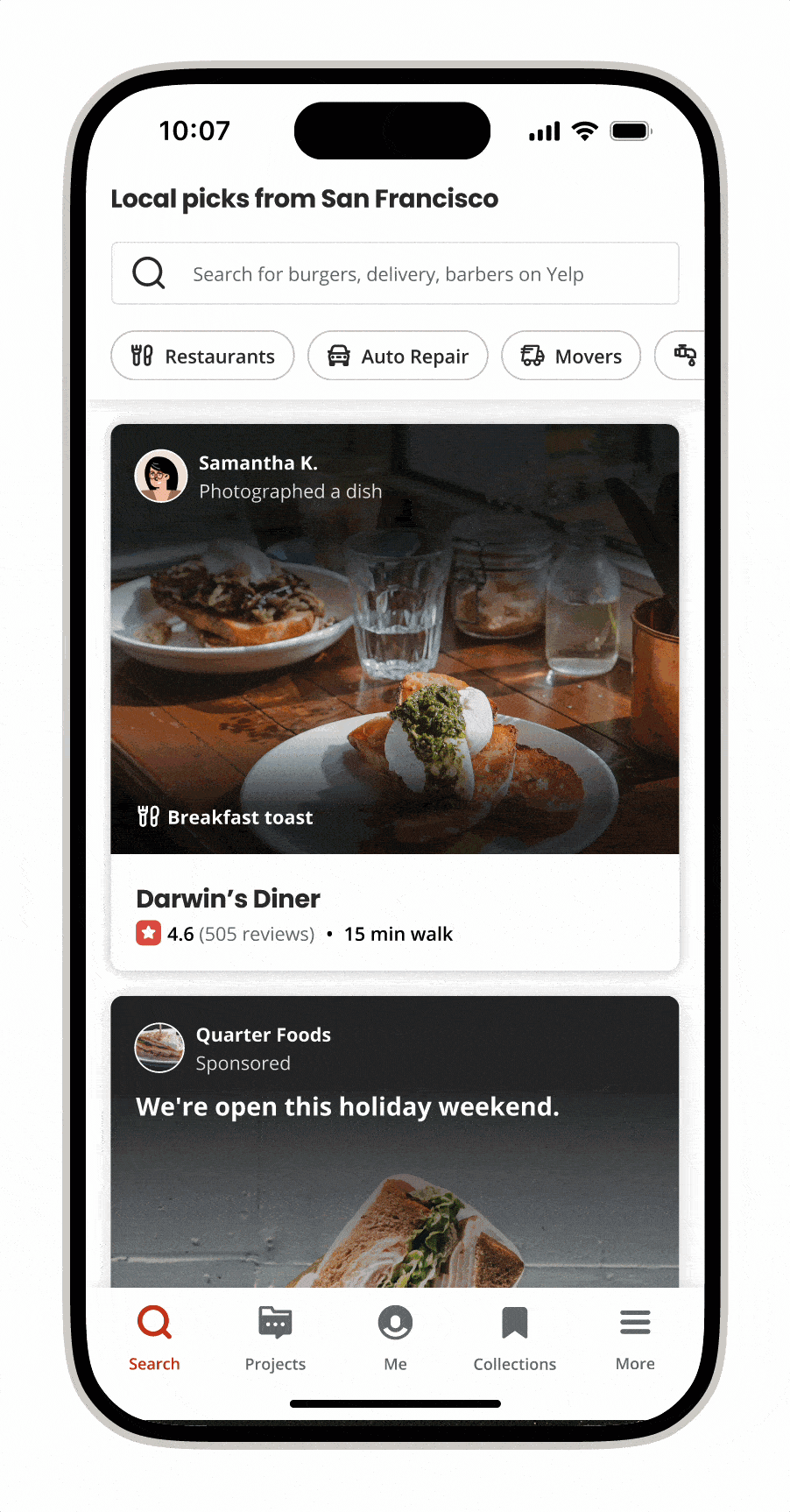 Yelp is bringing more visual content to its homepage on iOS.
