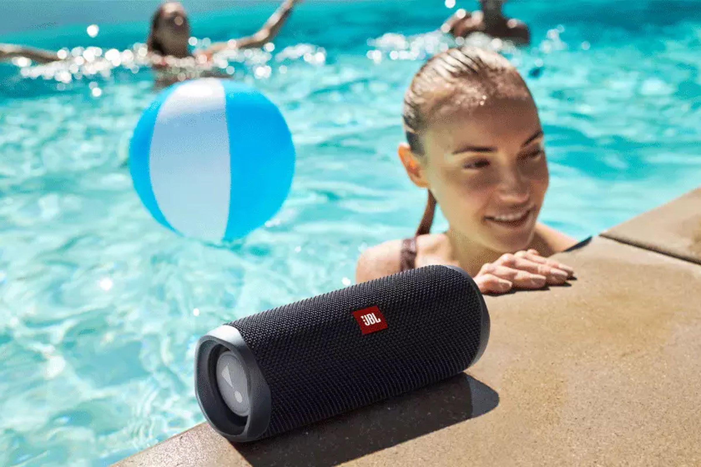 The waterproof speaker is small enough to throw in a beach bag.