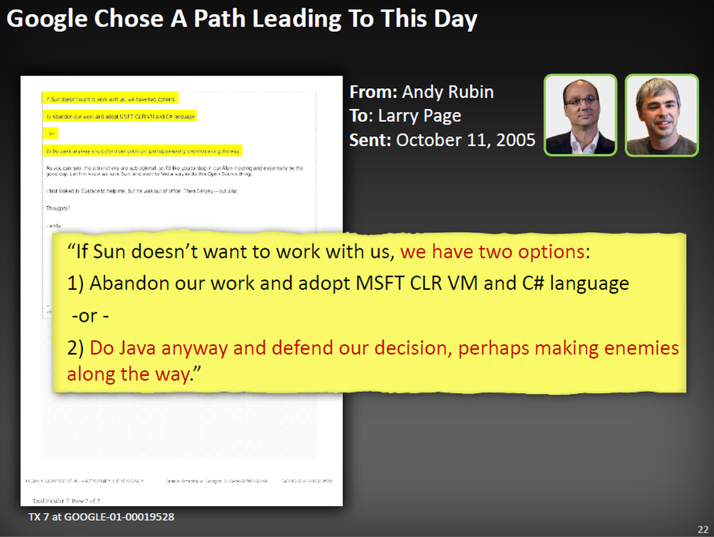 Select slides from Oracle's opening statement