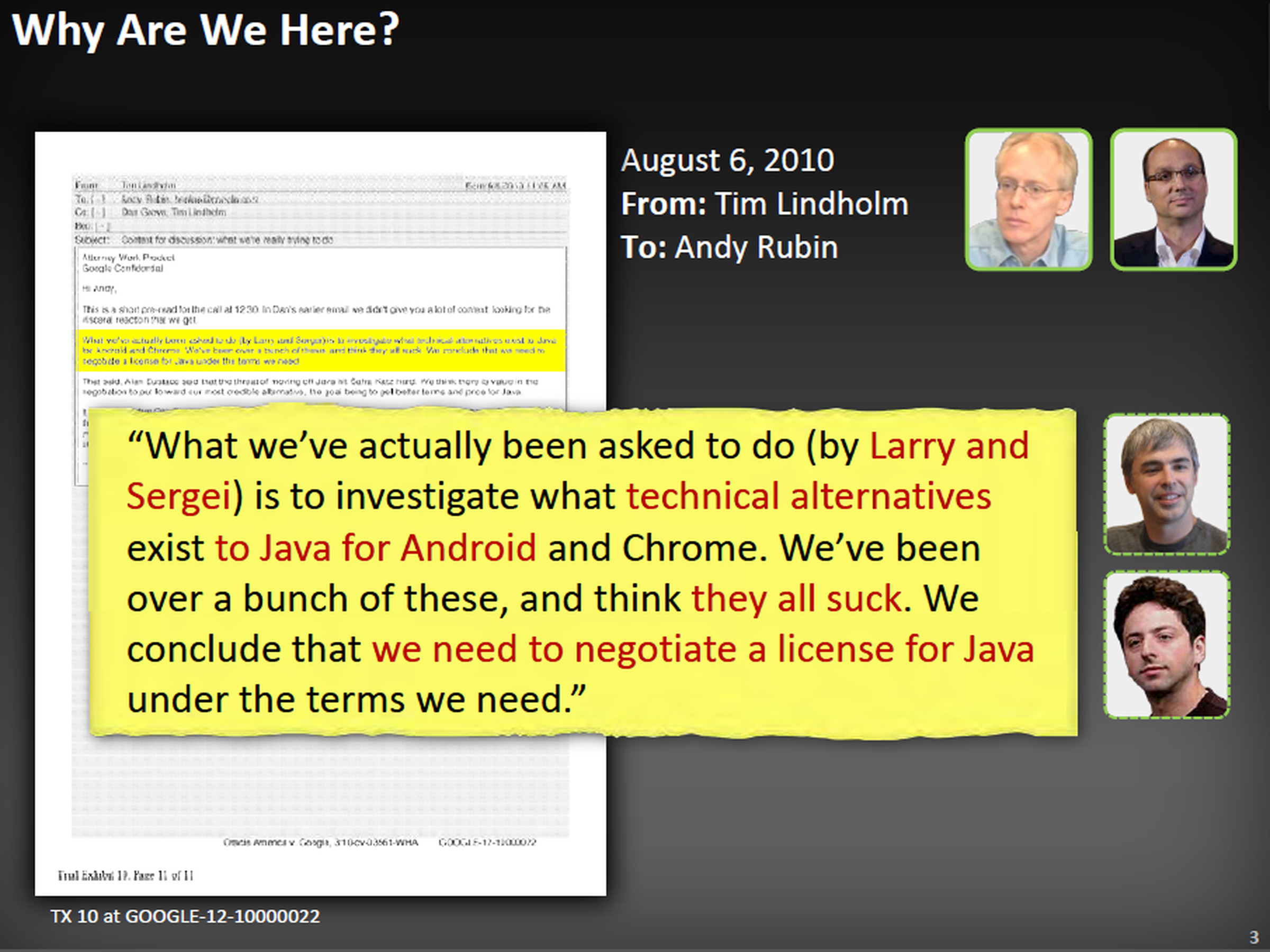 Select slides from Oracle's opening statement