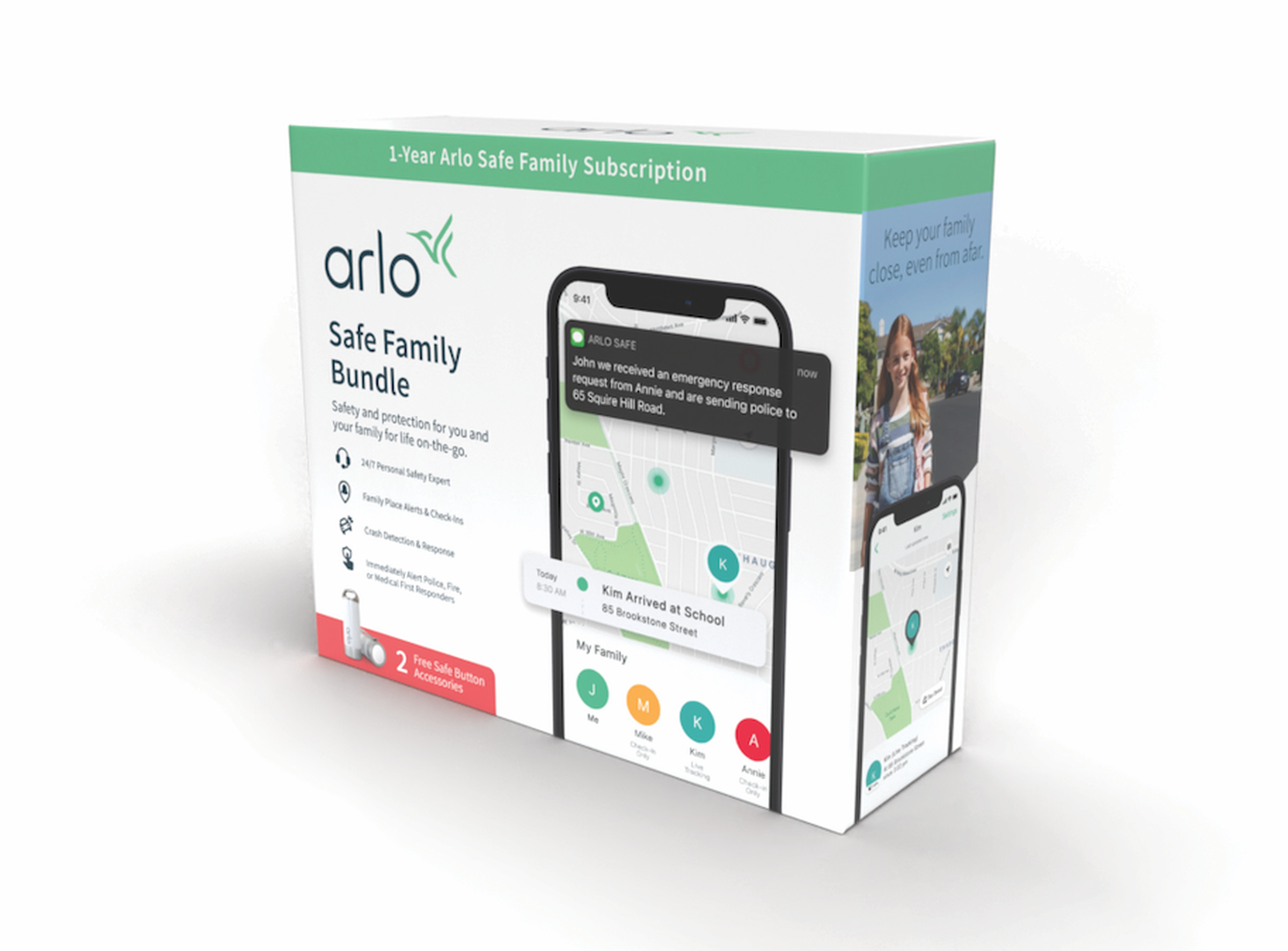 A boxed bundle that includes two of the Arlo Safe buttons and a year subscription is available at Best Buy for $119.99.