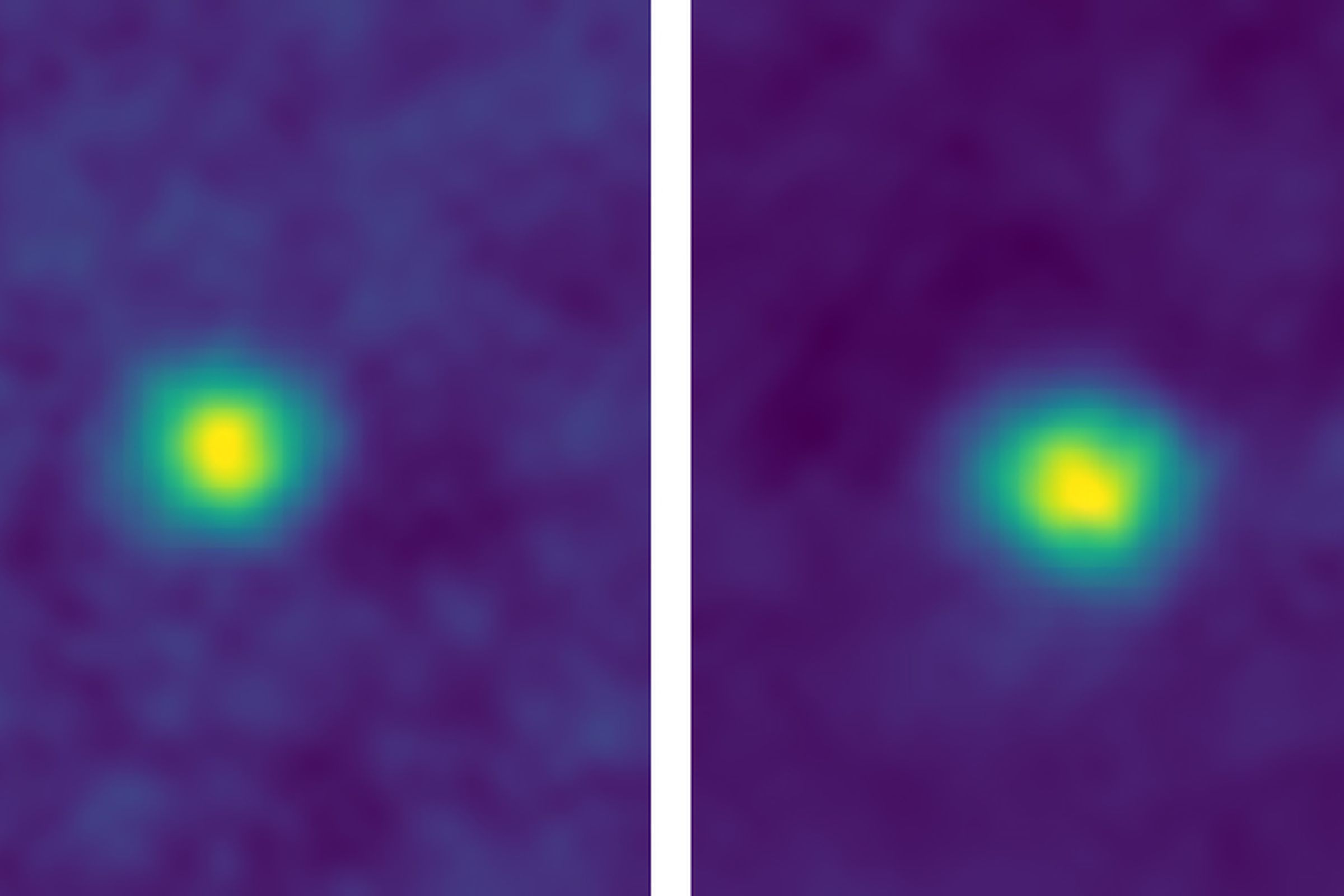Two false-color images of objects in the Kuiper Belt, taken by New Horizons. These images are the farthest ever snapped from Earth.