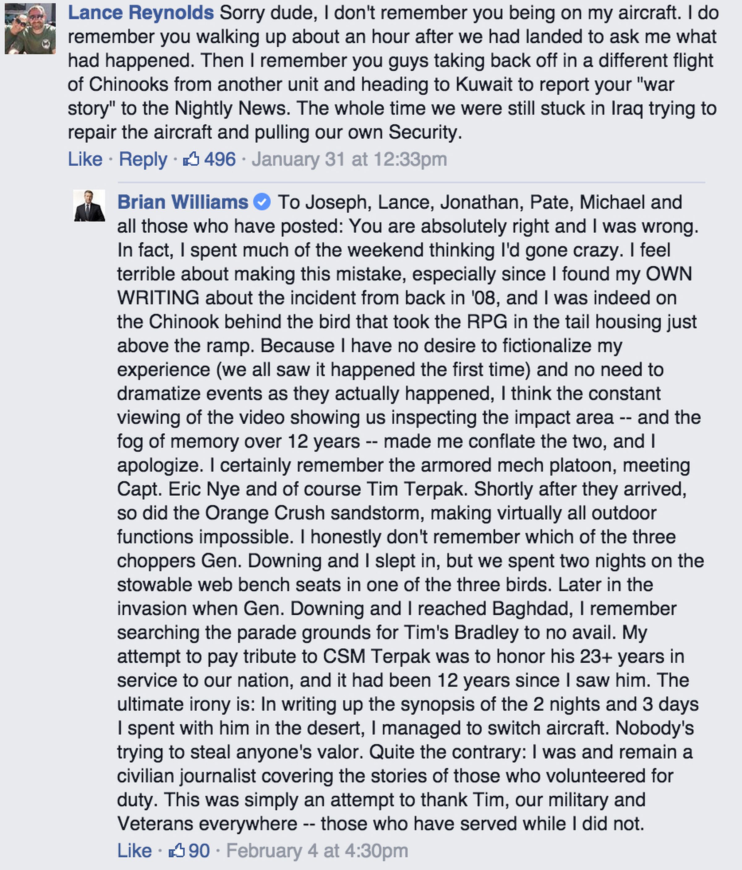 Brian Williams Facebook