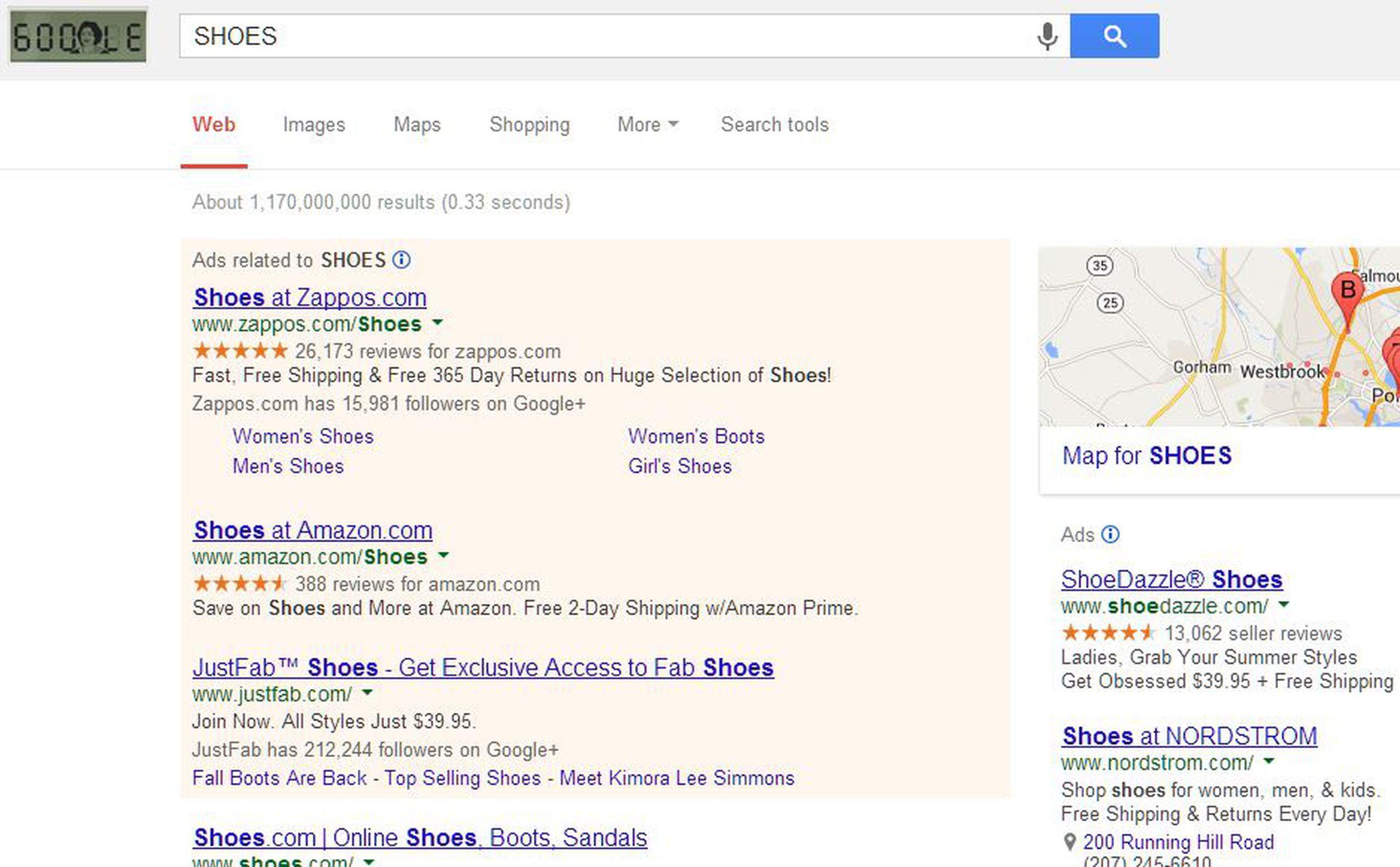 In the past, Google used to give its ads a different background color to make them distinct from the rest of its results. This screenshot is from 2013.