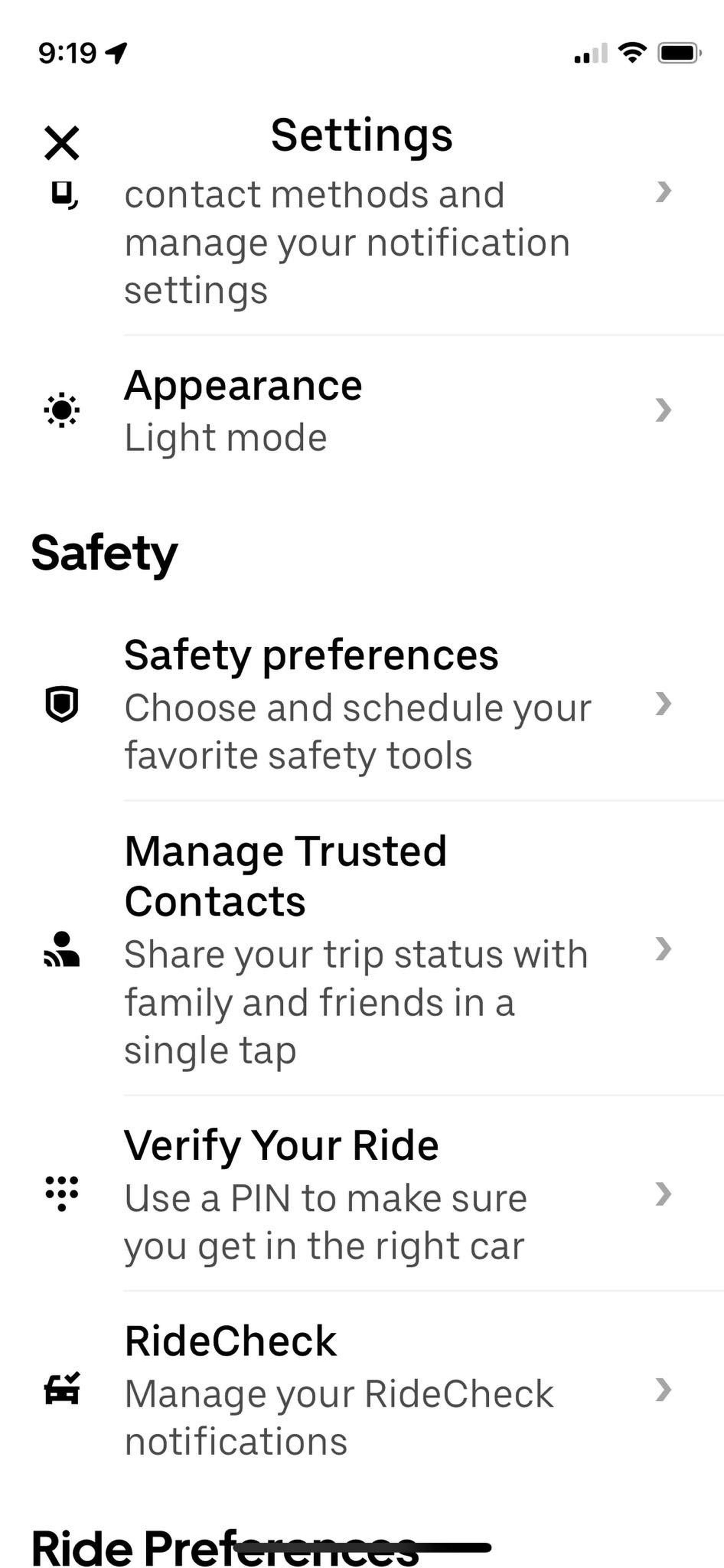 After selecting <strong>Settings</strong>, scroll down to the <strong>Safety </strong>section and click on <strong>Safety preferences.</strong>