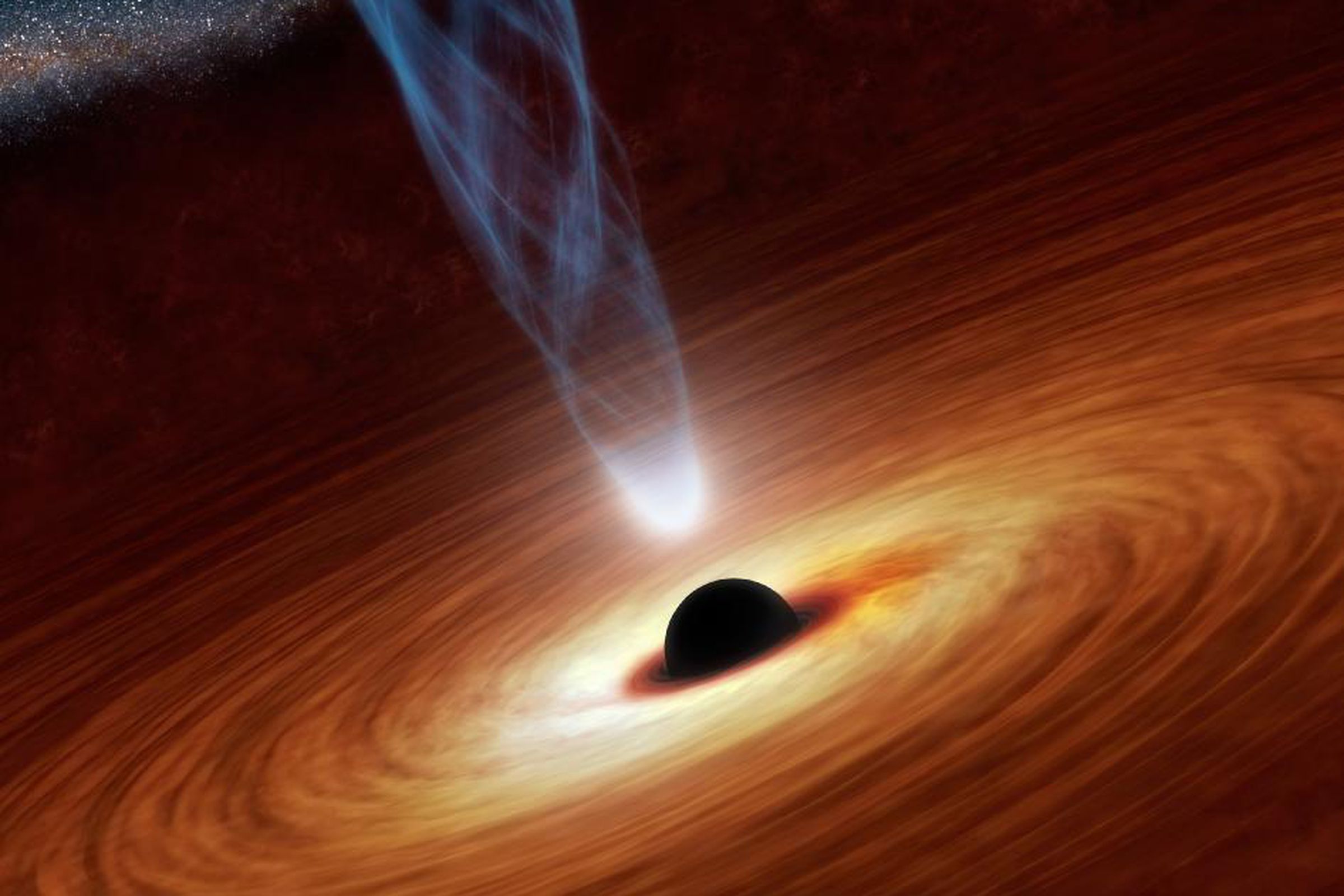 NASA artist's concept of a supermassive black hole emitting high-energy x-rays.