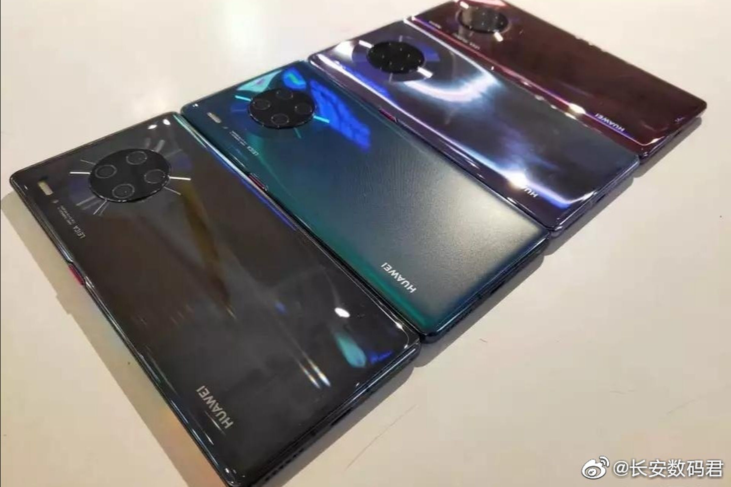 The Mate 30 can be seen here in four of its upcoming colors.