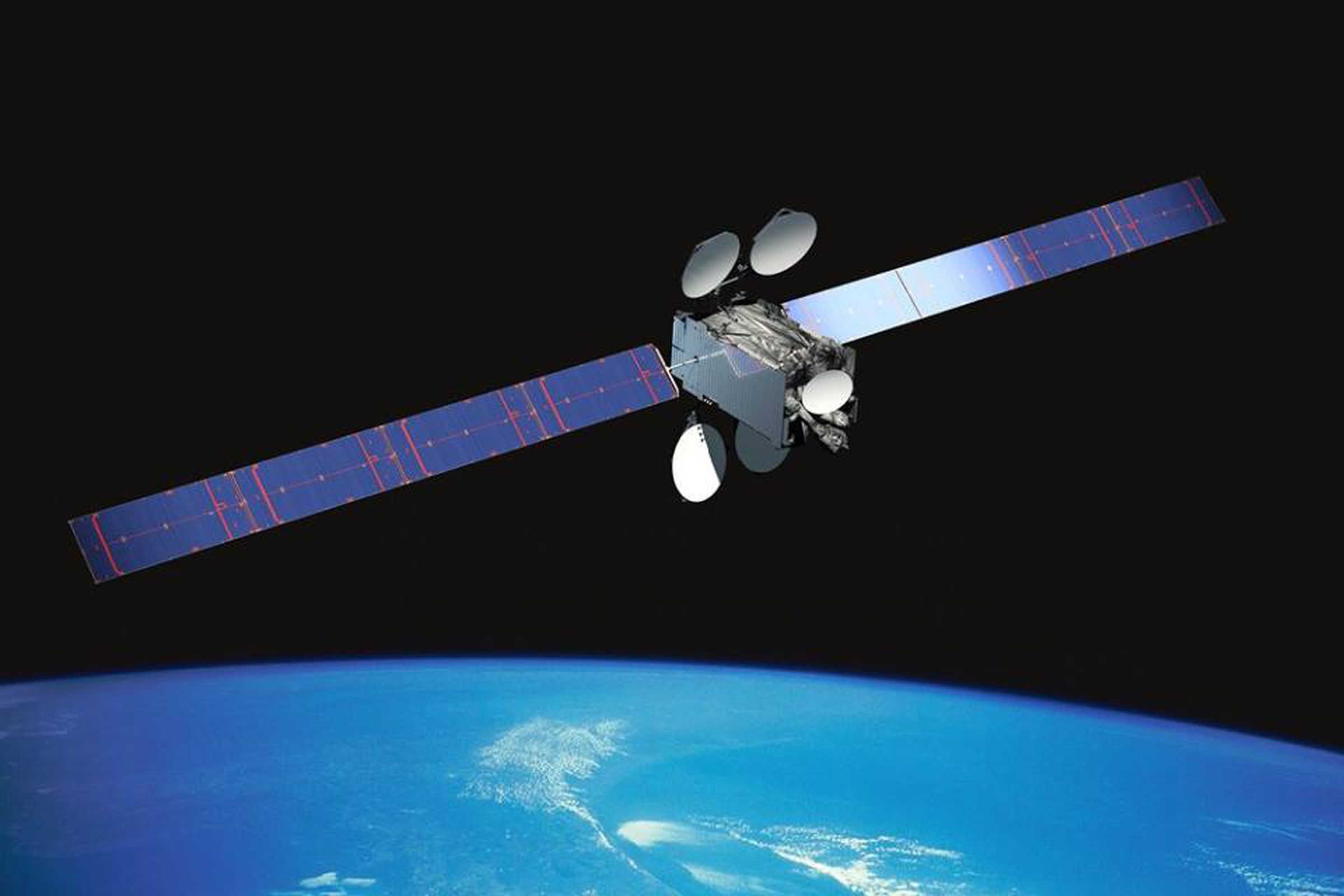 An artistic rendering of Intelsat 29e in orbit
