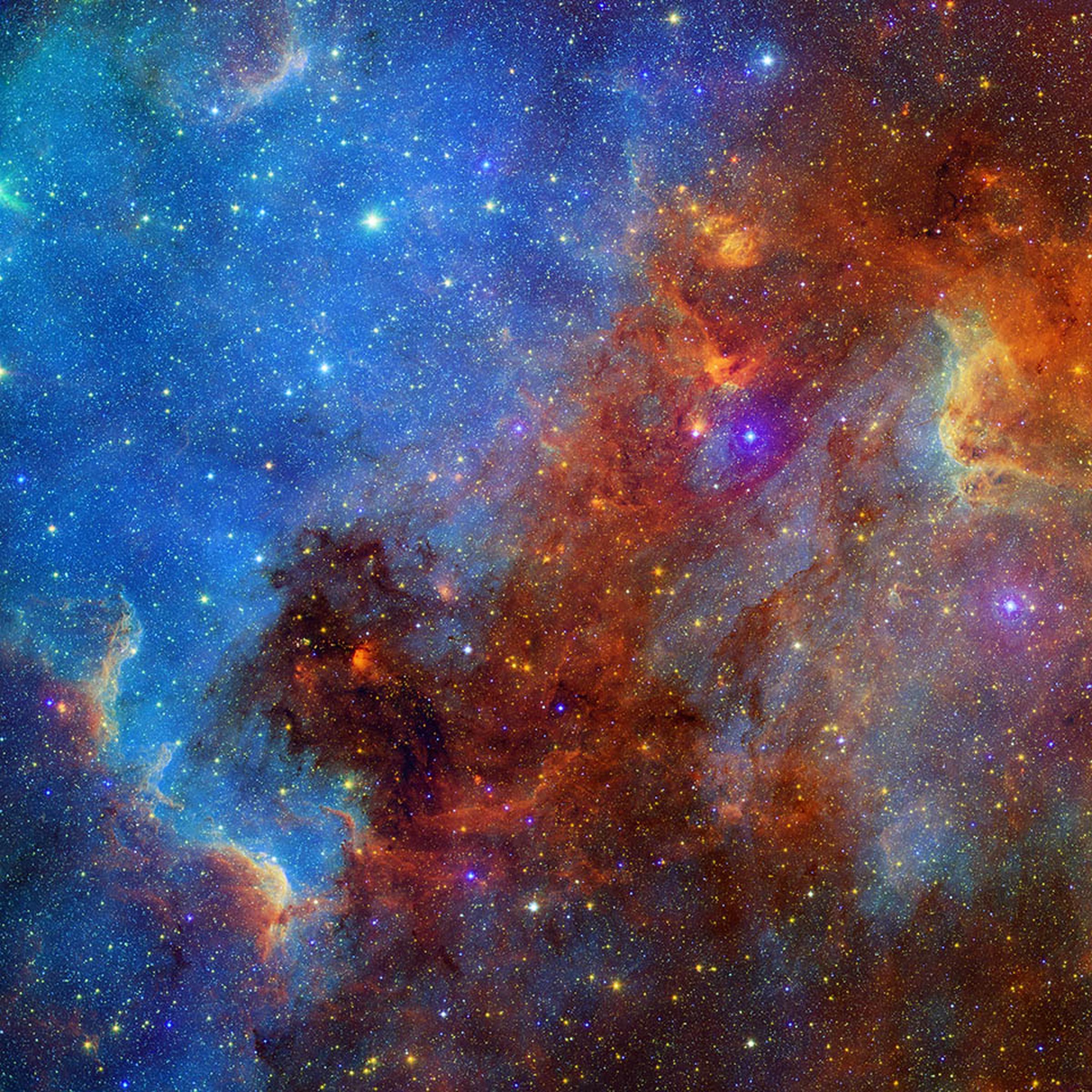 The North America Nebula seen in visible and infrared light taken from Spitzer